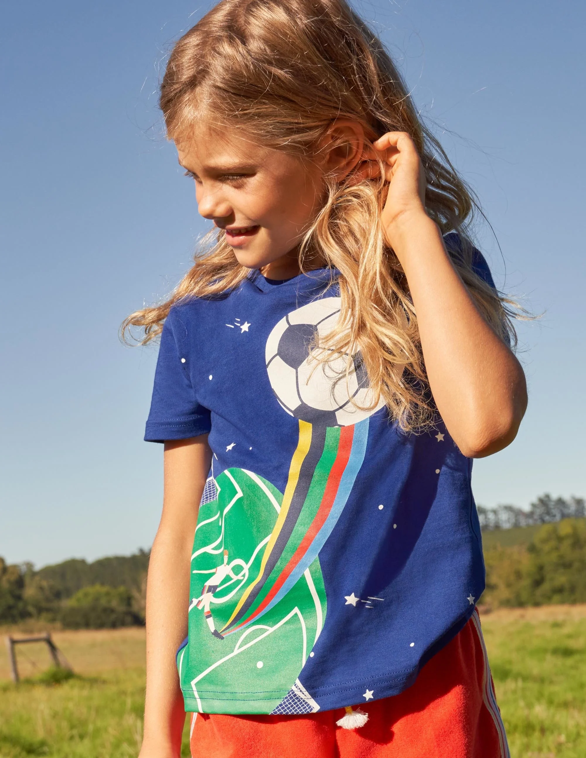 T-Shirt mit Sportgrafik-Wellenblau, Fußball - Image 4