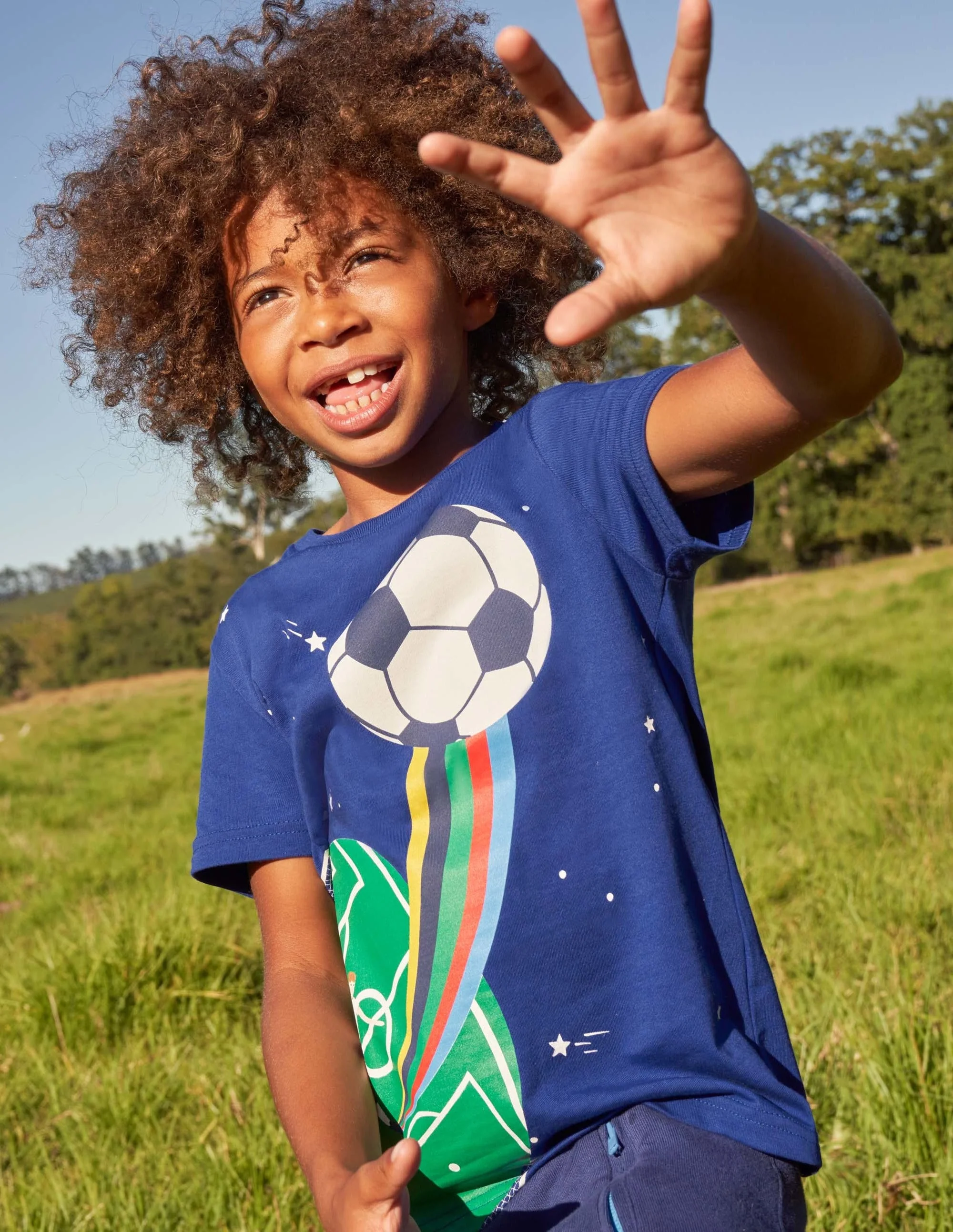 T-Shirt mit Sportgrafik-Wellenblau, Fußball - Image 7