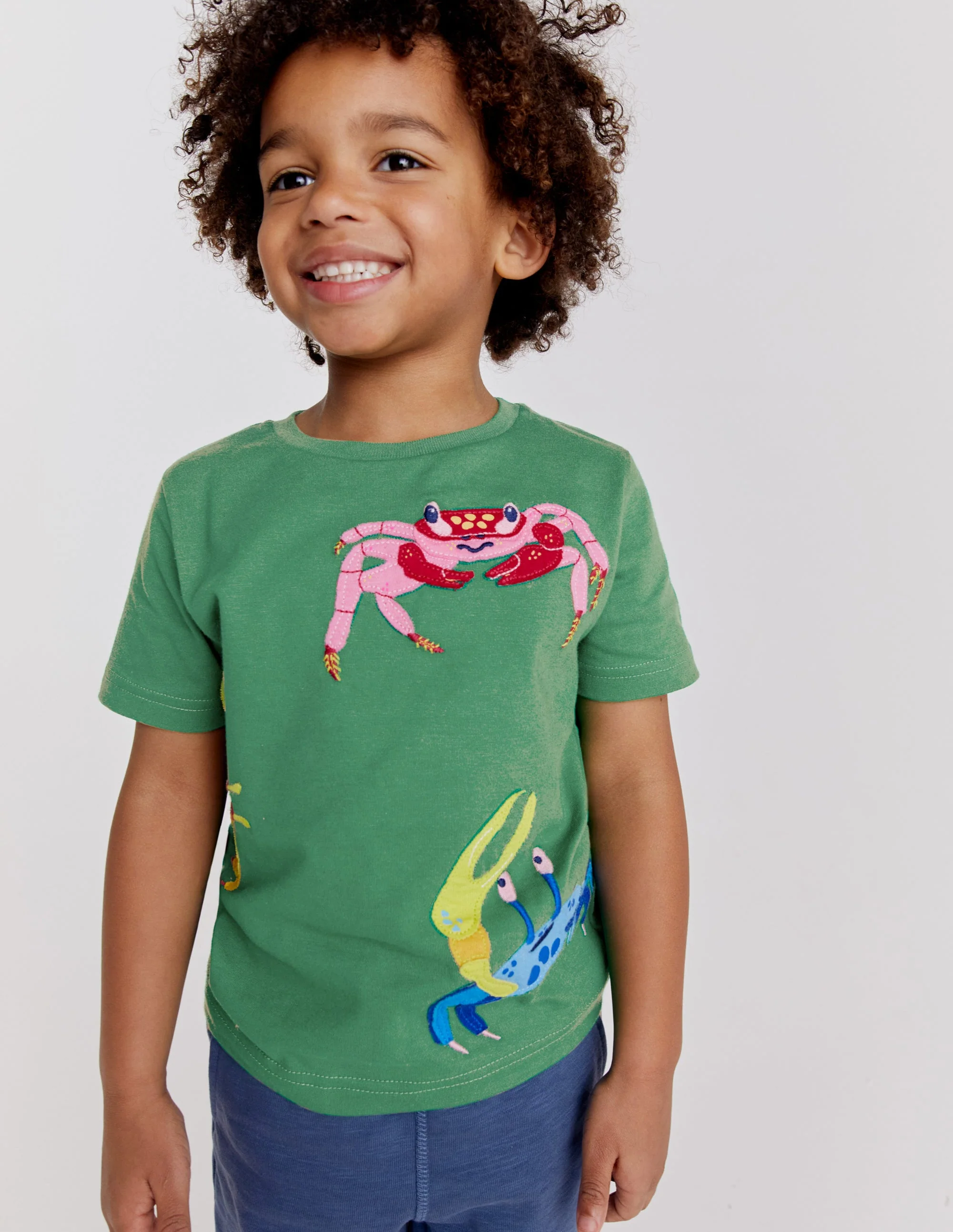 T-Shirt mit strukturierter Applikation-Safarigrün, Krabben - Image 6