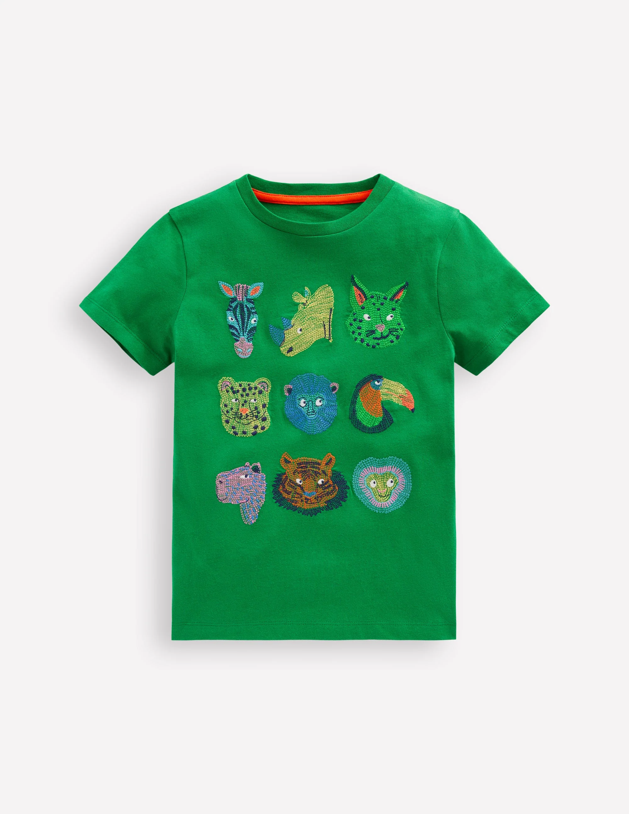 T-Shirt mit Superstitch-Design-Highland-Grün Dschungeltiere