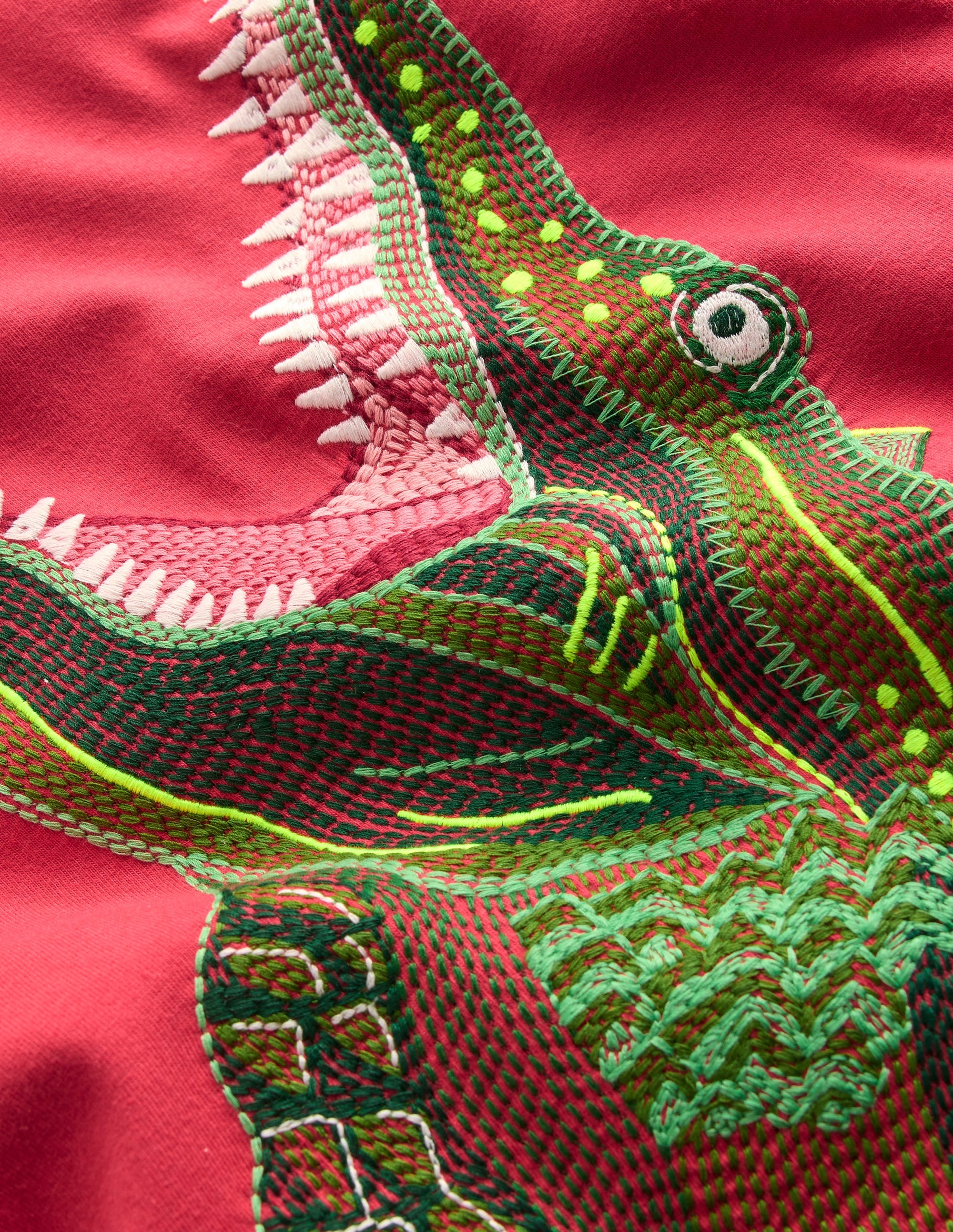 T-Shirt mit Superstitch-Design-Rot Krokodil - Image 3
