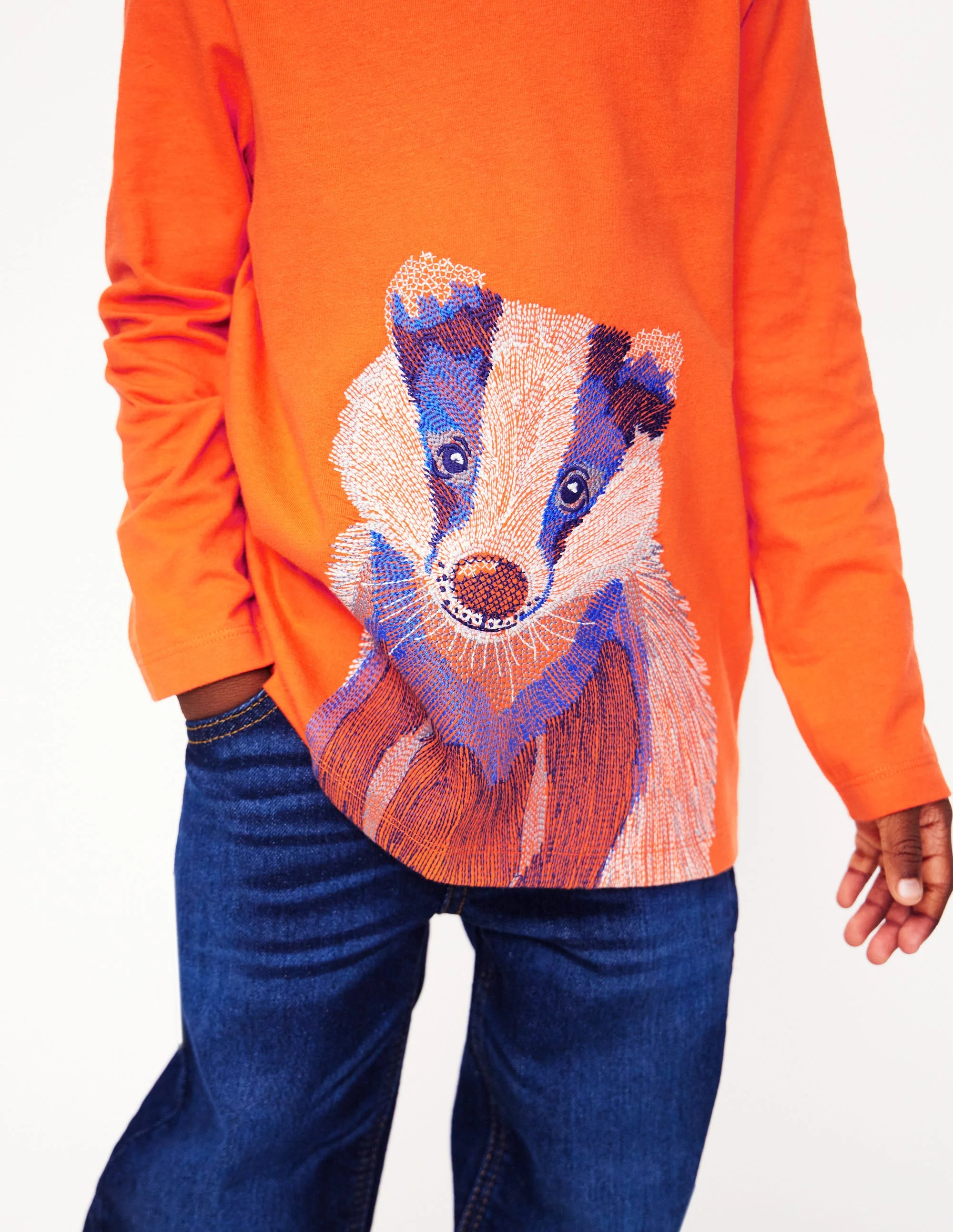 T-Shirt mit Superstitch-Design-Terrakotta-Orange Dachs - Image 2