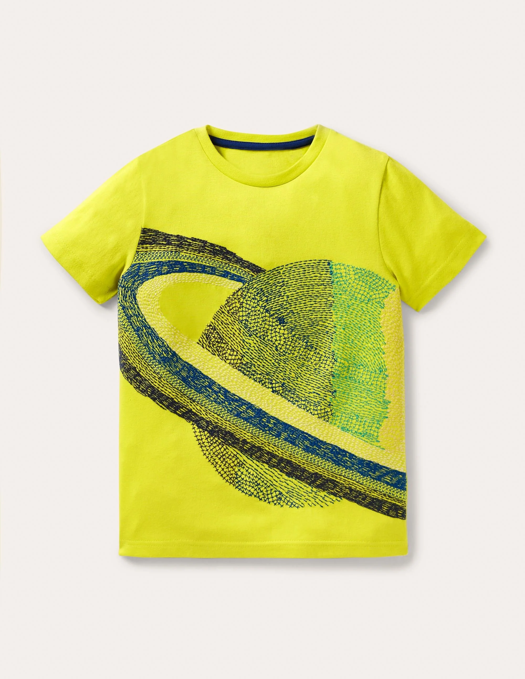 T-Shirt mit Superstitch-Sonnenblumengelb, Planeten