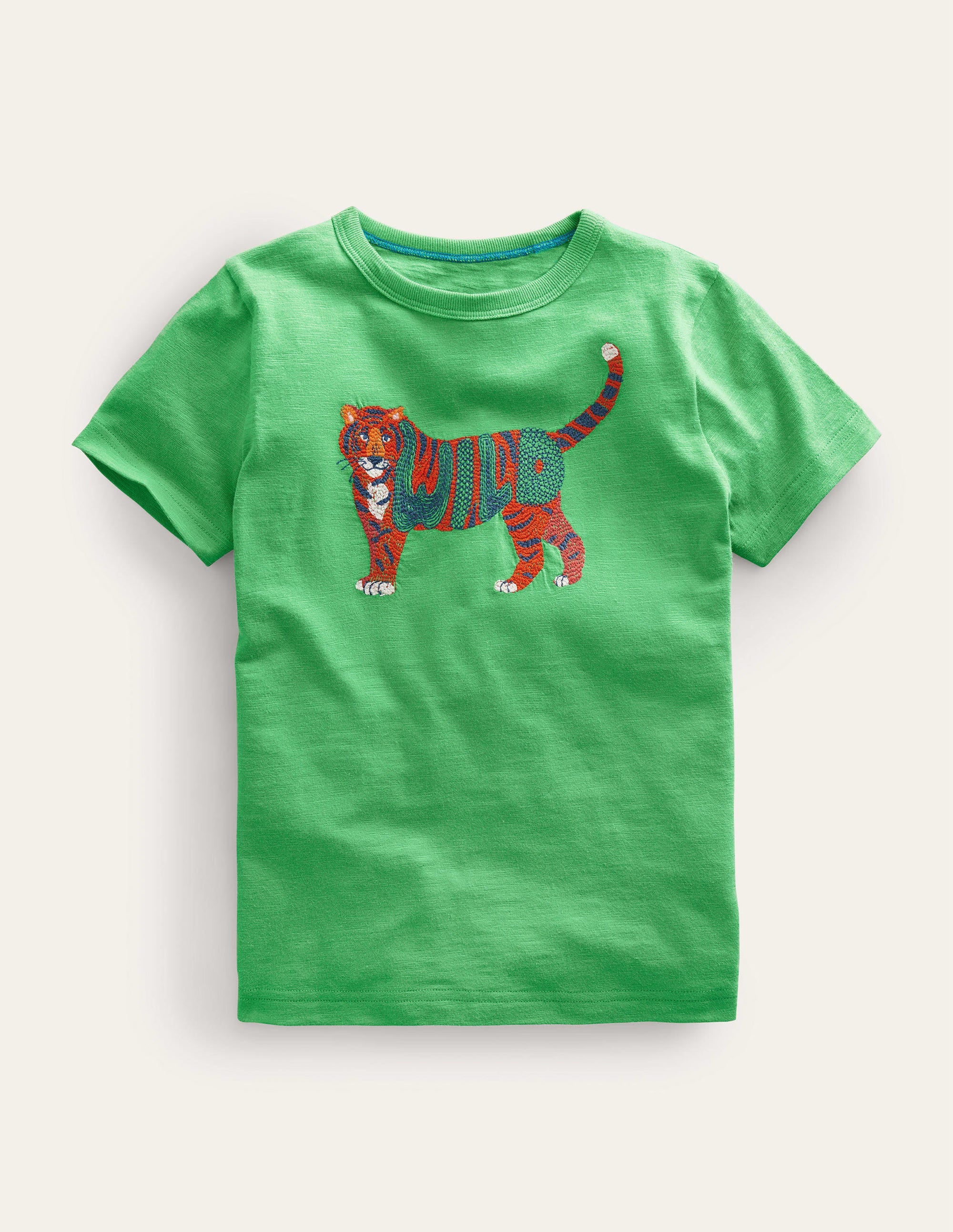 T-Shirt mit Tiermotiv-Aloe-Vera-Grün, Tiger