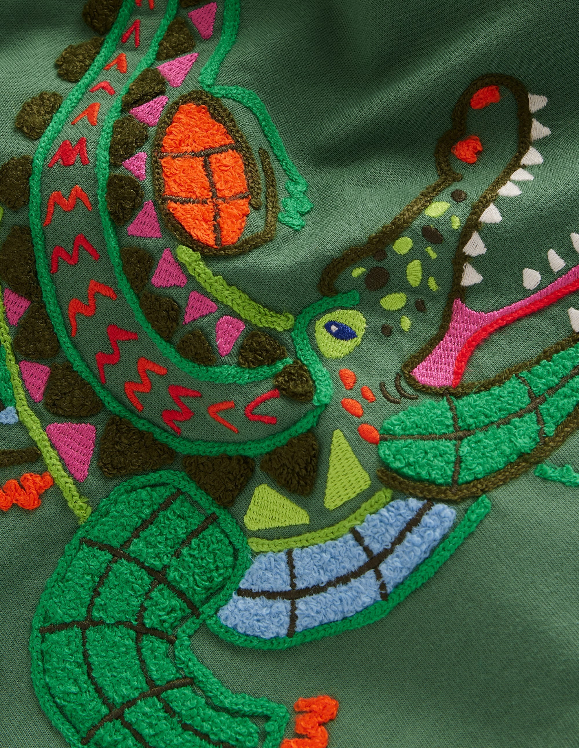 T-Shirt mit Tiermotiv im Kettenstich-Rosmaringrün Krokodil - Image 3