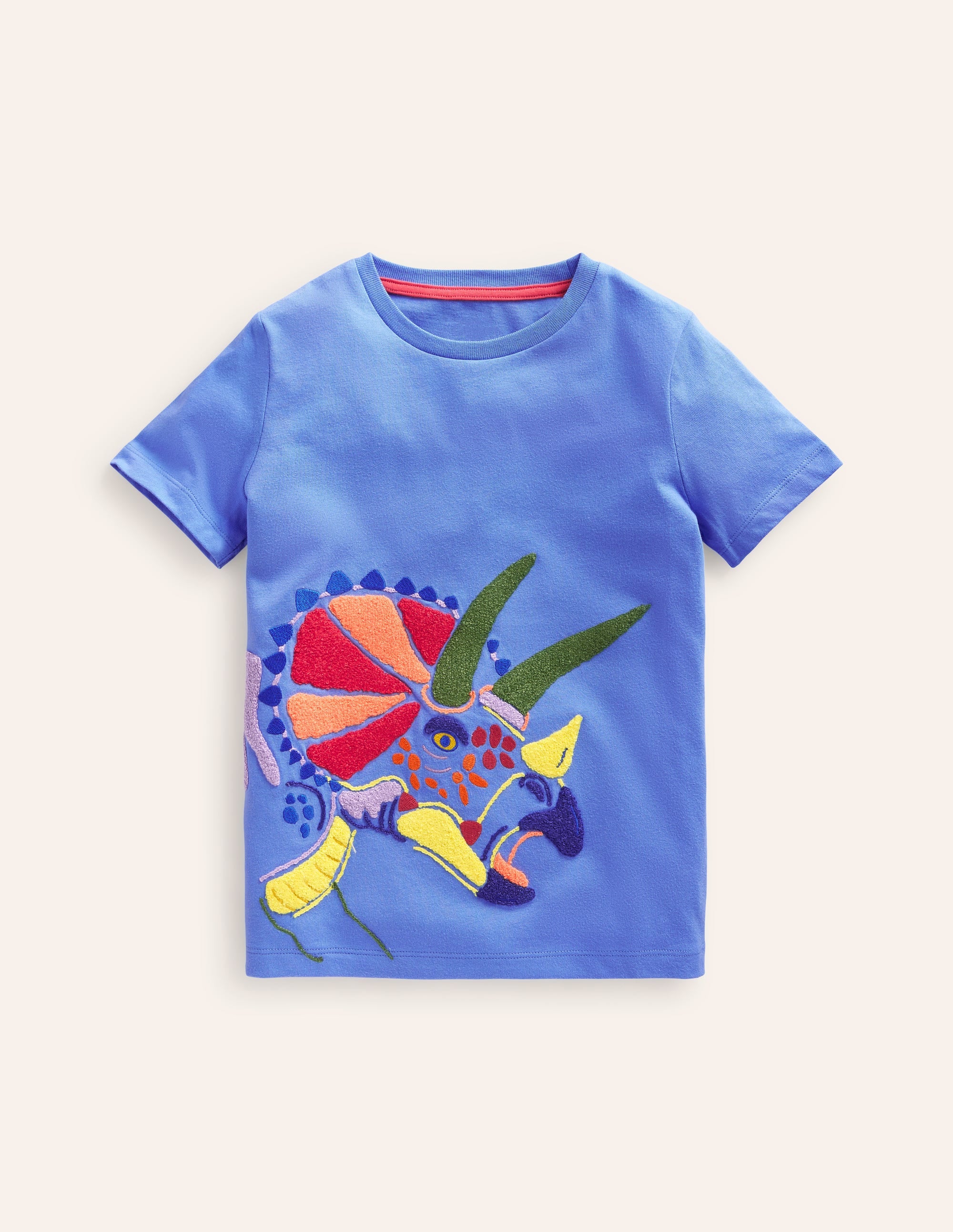 T-Shirt mit Tiermotiv im Kettenstich-Surfblau Dino