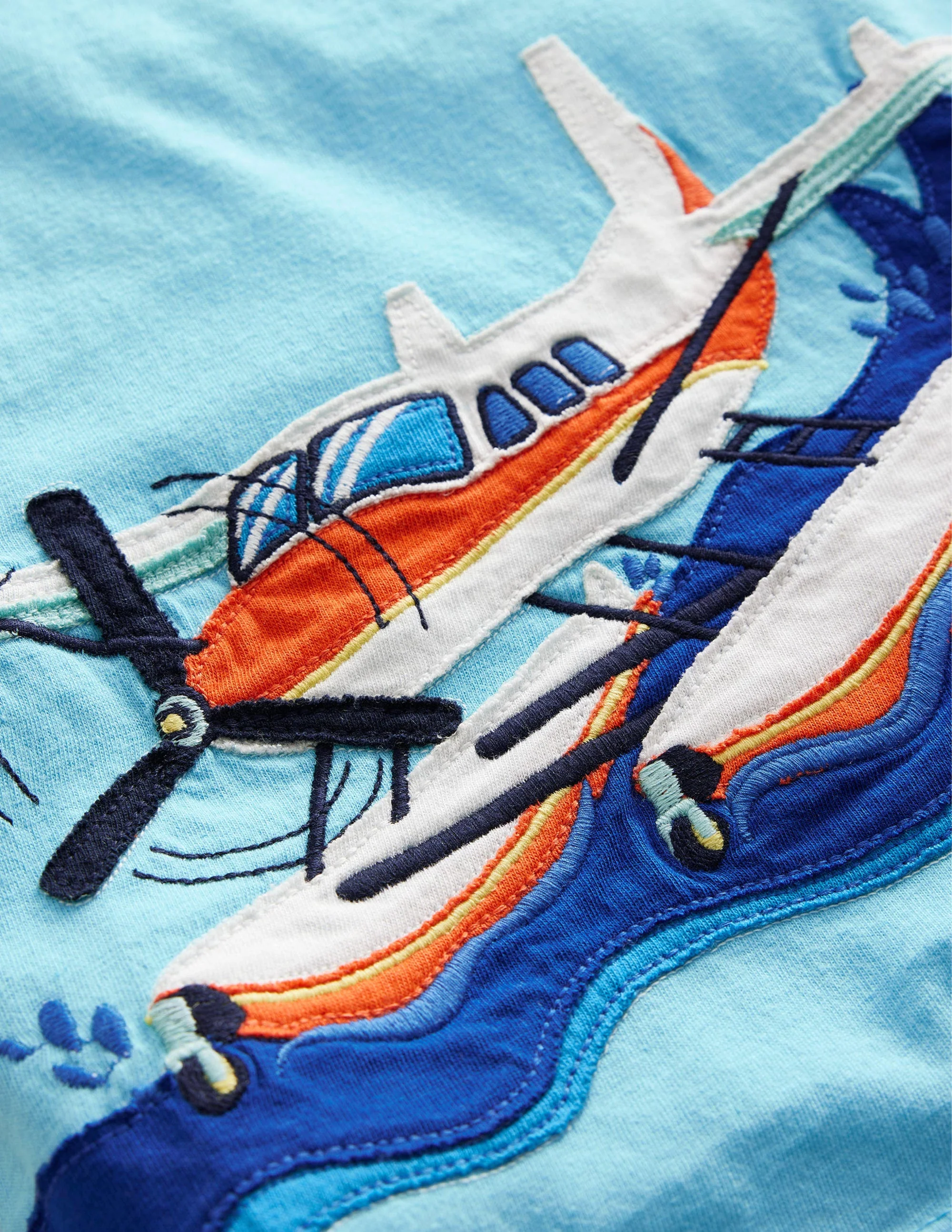 T-Shirt mit Transportmotiv-Wasserblau, Wasserflugzeug - Image 3