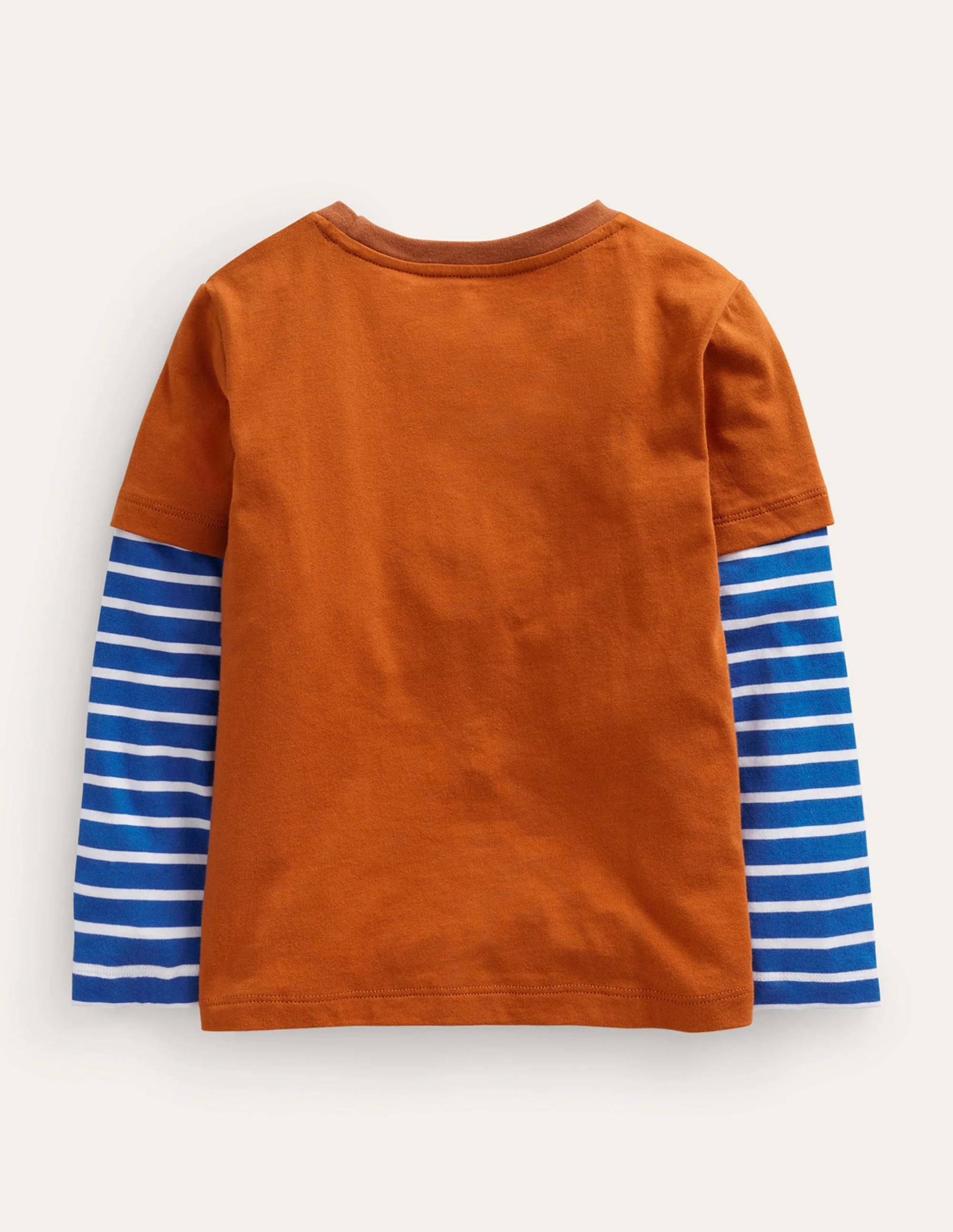 T-Shirt mit überschnittenen Ärmeln und Applikation-Herbstliches Orange Dachs - Image 2