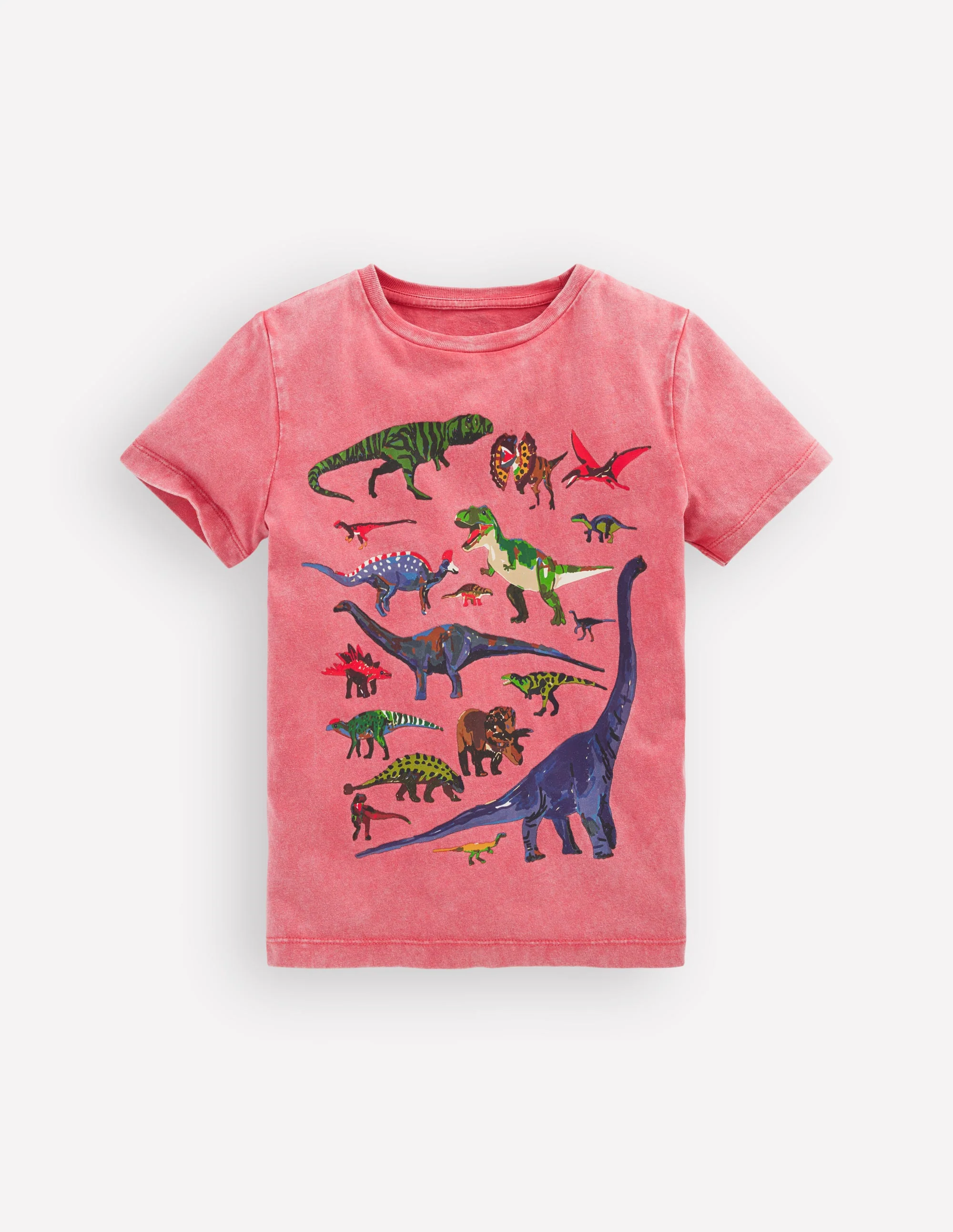 T-Shirt mit Vintage-Waschung und Grafik-Rot Dino - Image 2