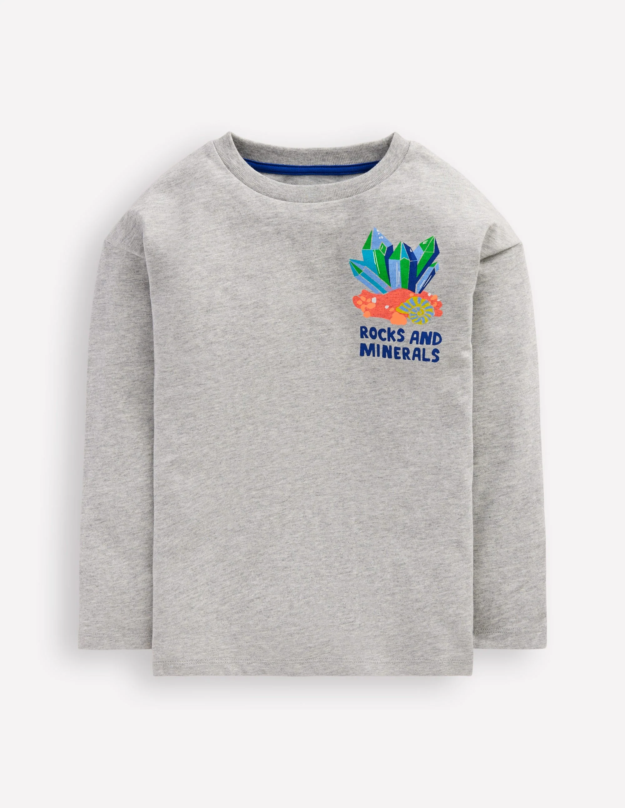T-Shirt mit wissenschaftlichen Motiven-Grau Meliert Edelsteine