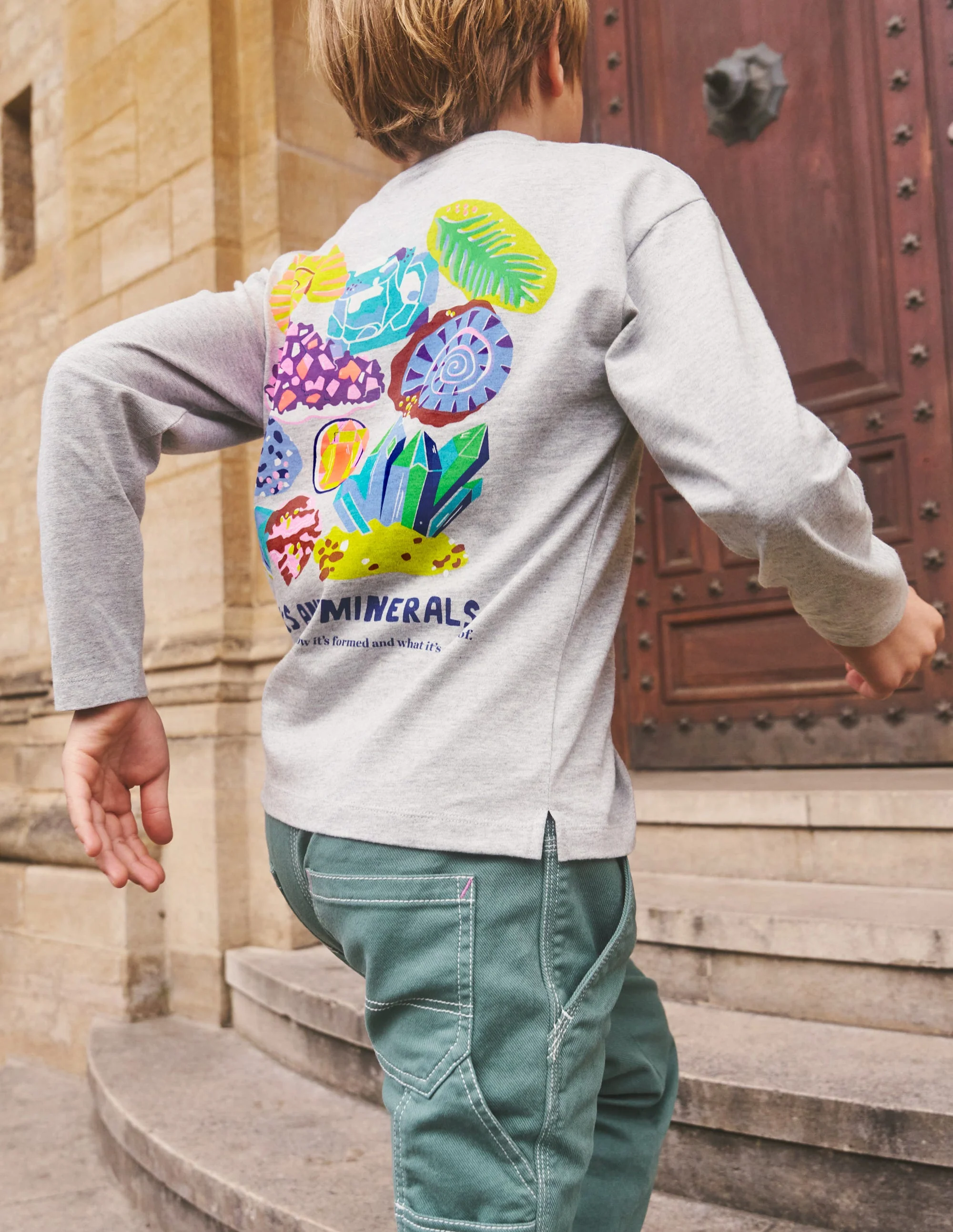 T-Shirt mit wissenschaftlichen Motiven-Grau Meliert Edelsteine - Image 5