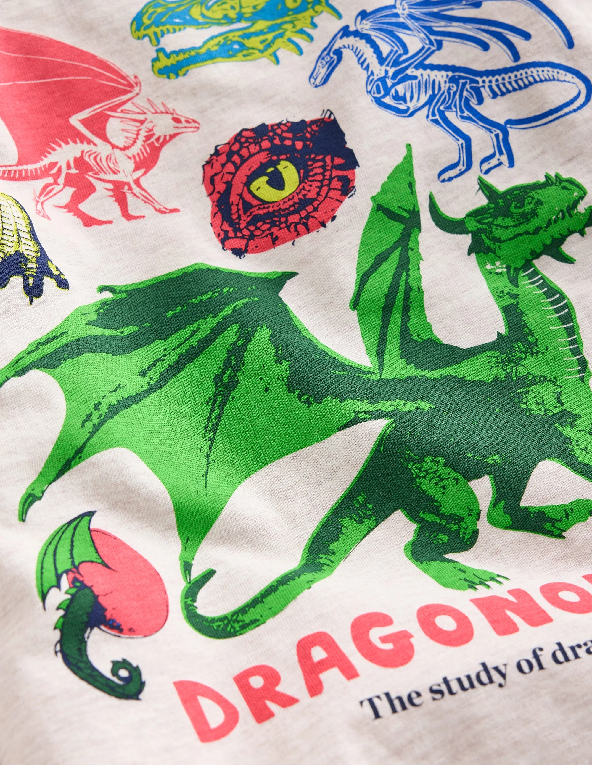 T-Shirt mit wissenschaftlichen Motiven-Haferbeige Meliert Drachen - Image 3