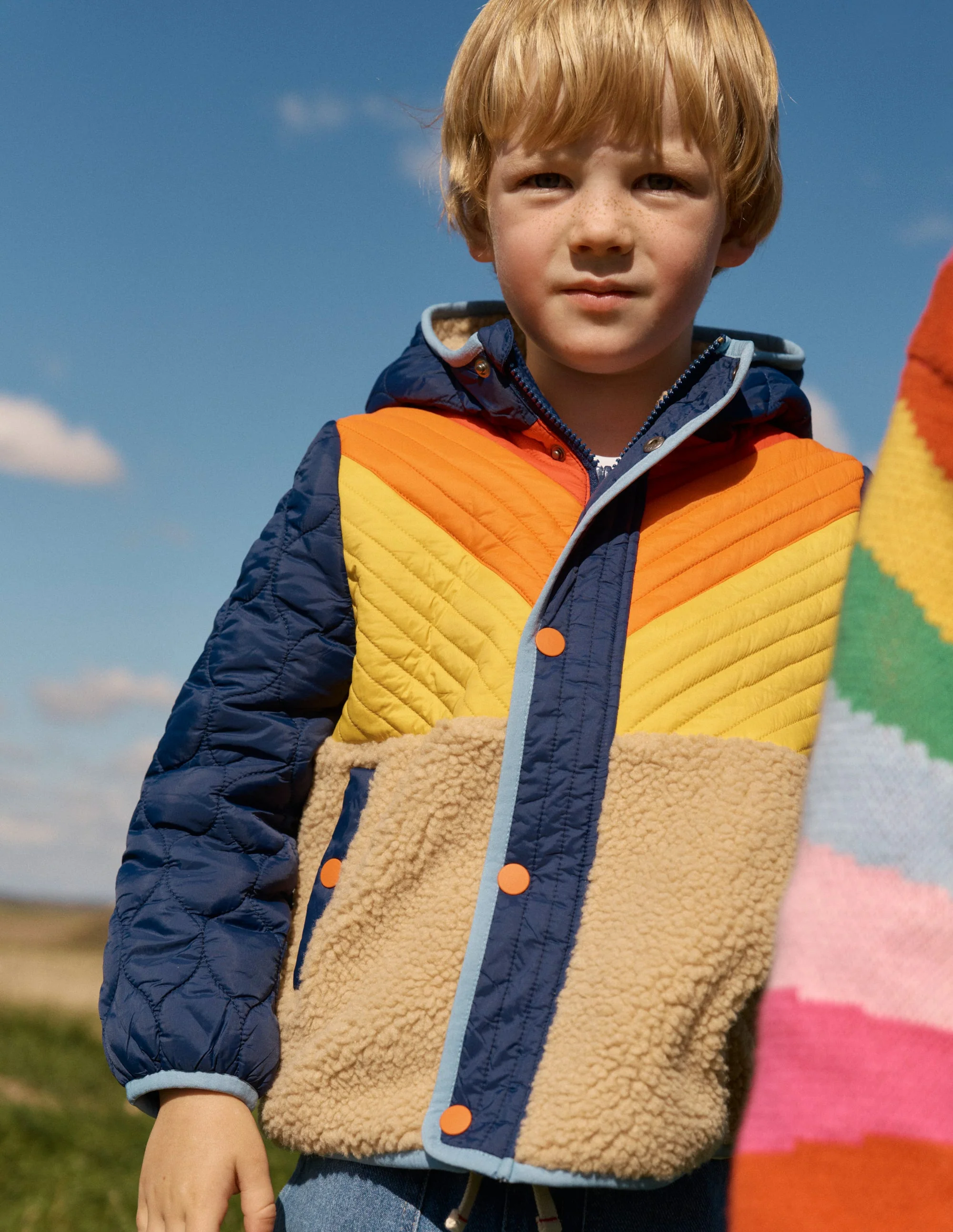 Teddyfell-Jacke mit Chevronmuster-Orange, Bunt - Image 11
