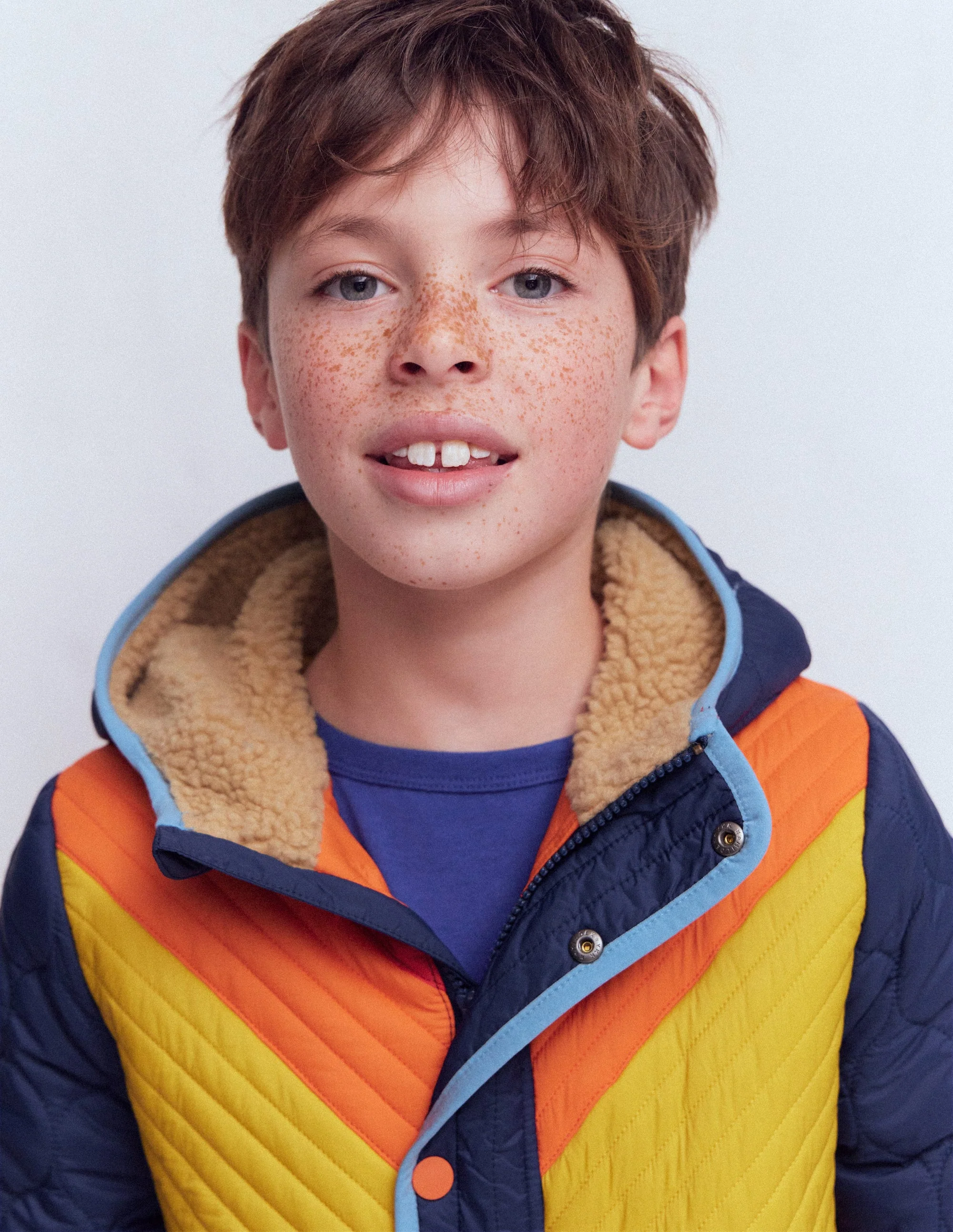 Teddyfell-Jacke mit Chevronmuster-Orange, Bunt - Image 2