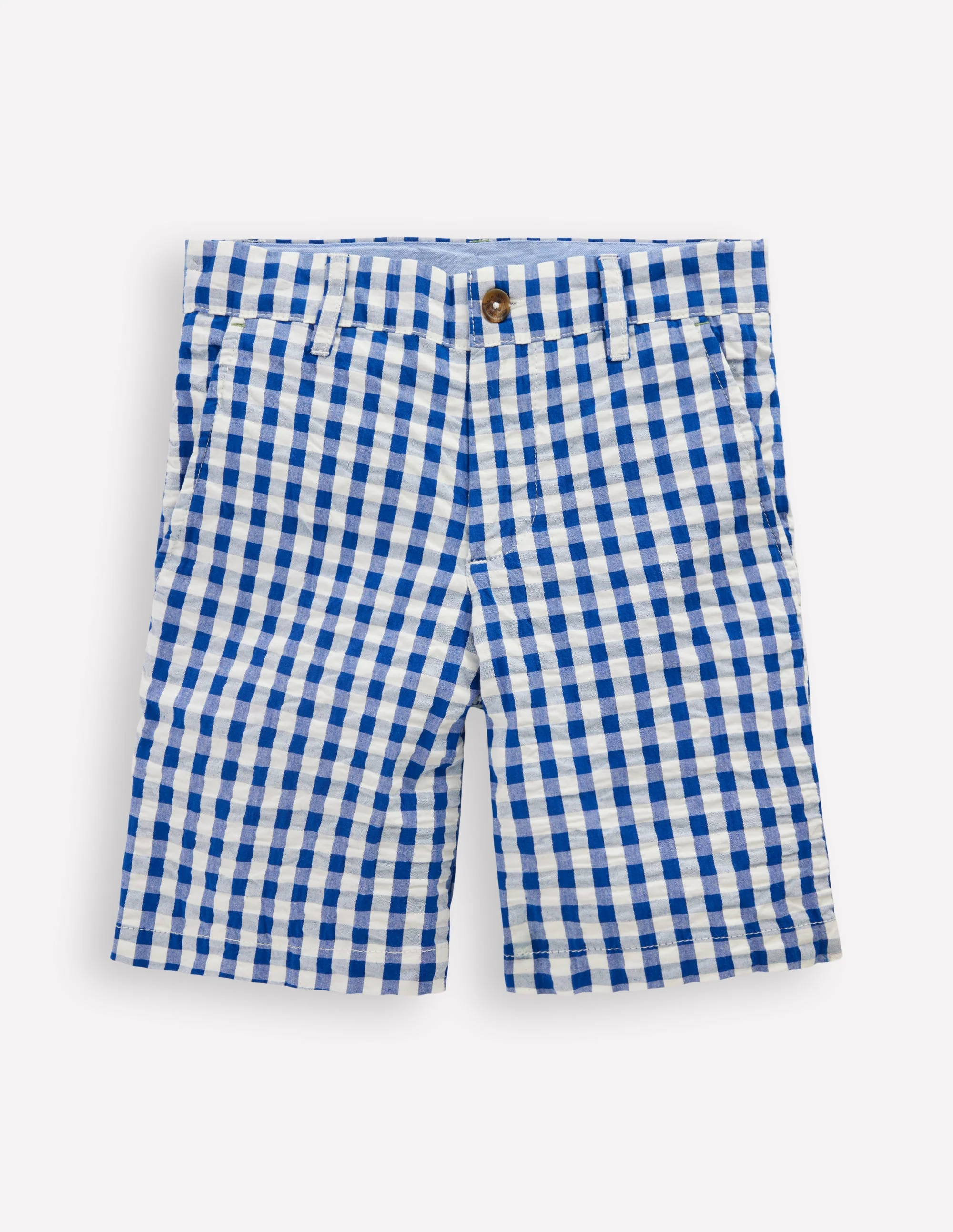 Texturierte Shorts-Blau Karo