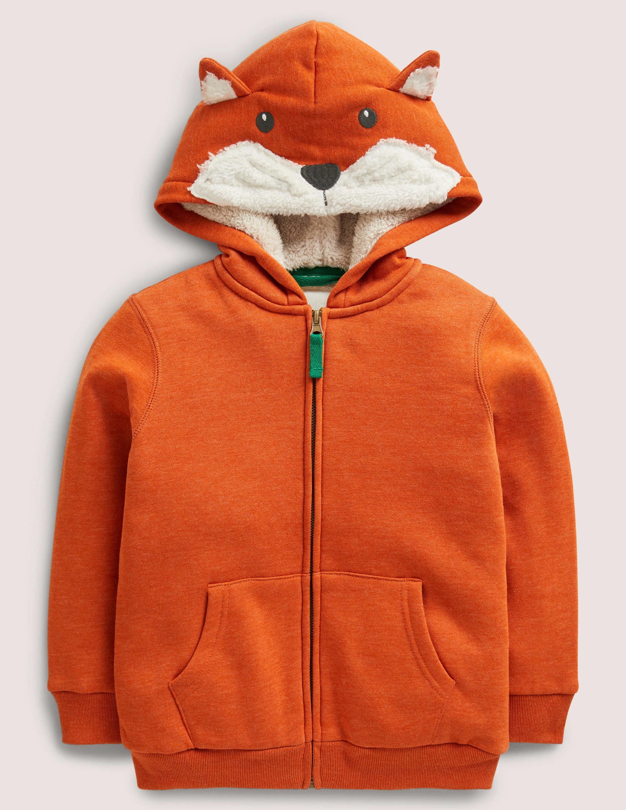 Tier-Hoodie mit kuscheligem Futter-Orange Meliert, Fuchs