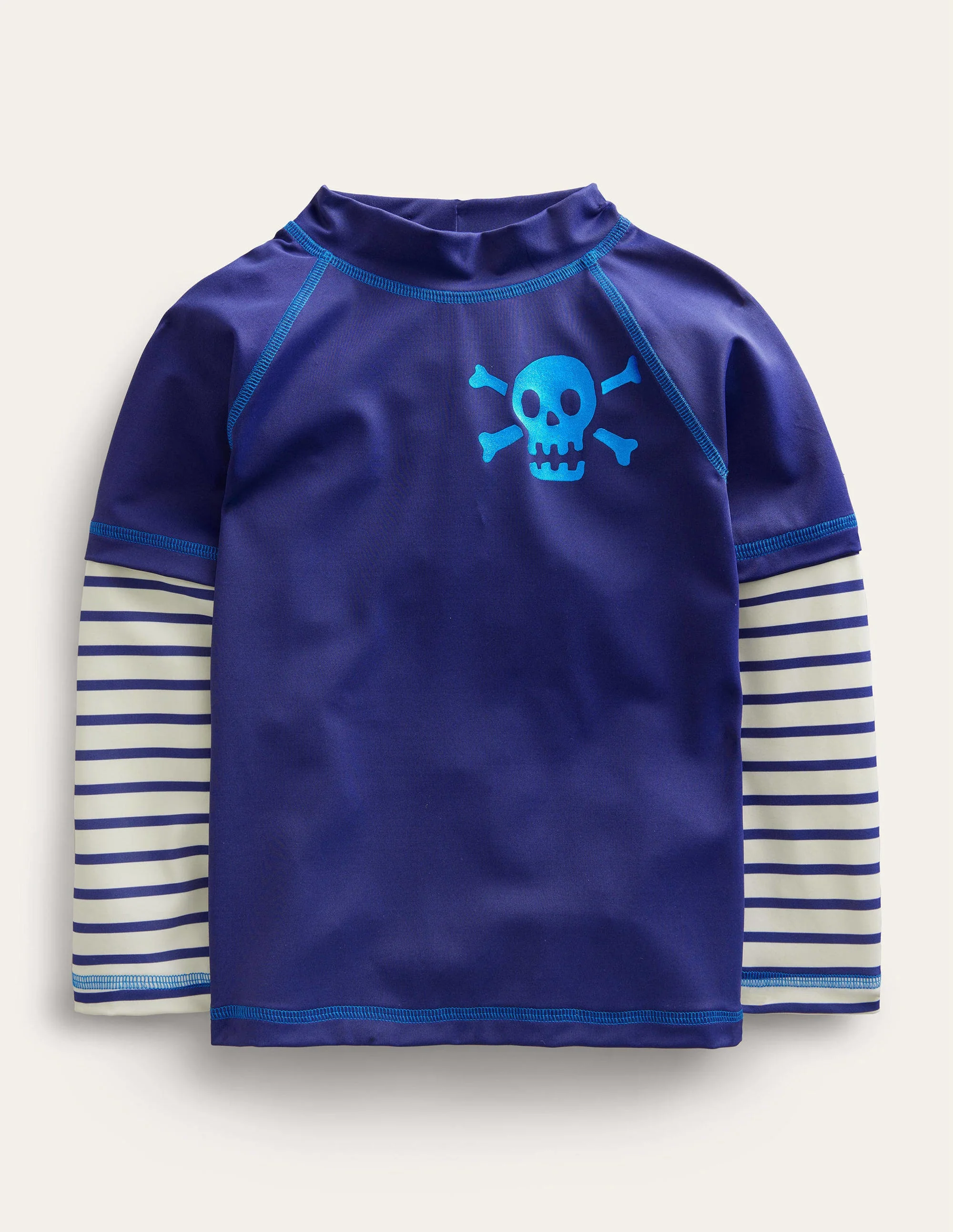 USF-Langarmshirt mit Grafik-Segelblau/Naturweiß, Gestreift