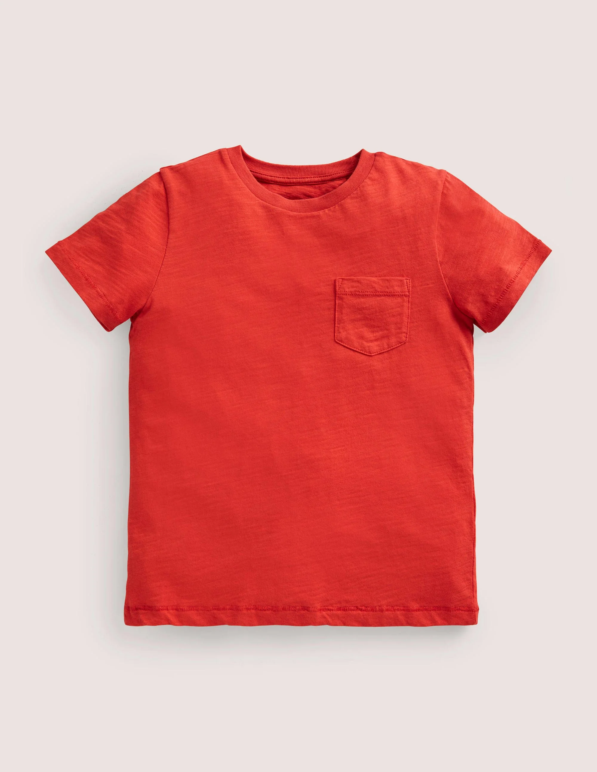 Vorgewaschenes Flammgarn-T-Shirt mit Stückfärbung-Peppadew-Rot