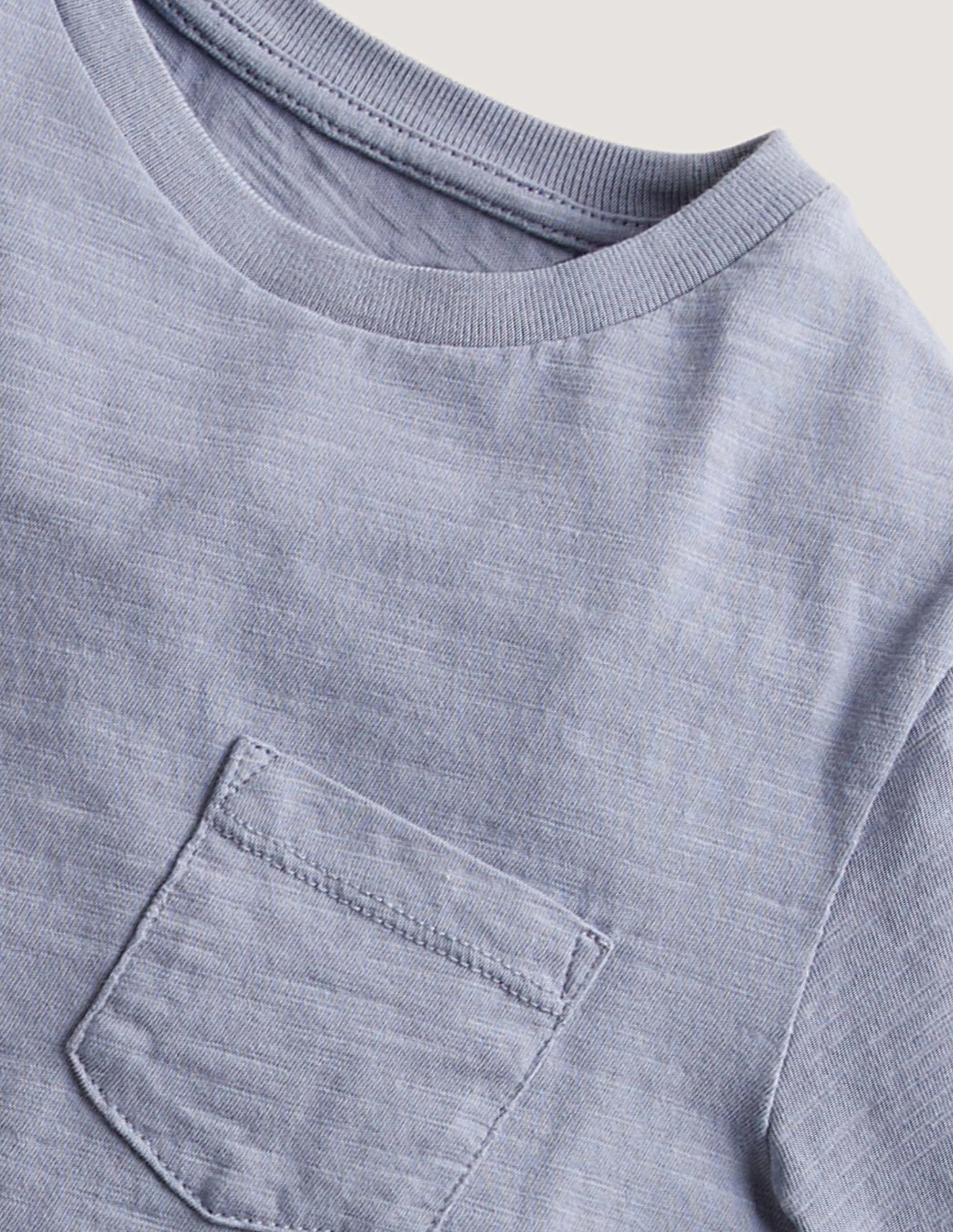 Vorgewaschenes Flammgarn-T-Shirt mit Stückfärbung-Warmes Blau - Image 3