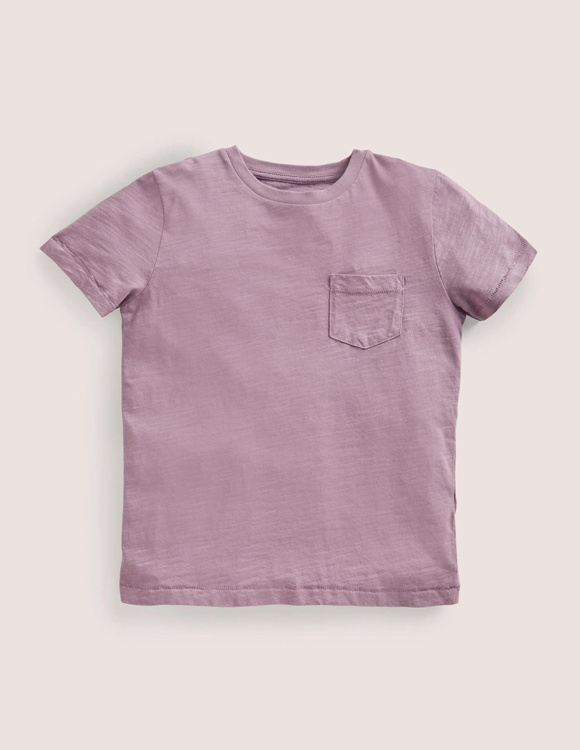 Vorgewaschenes Flammgarn-T-Shirt mit Stückfärbung-Zartes Heideviolett