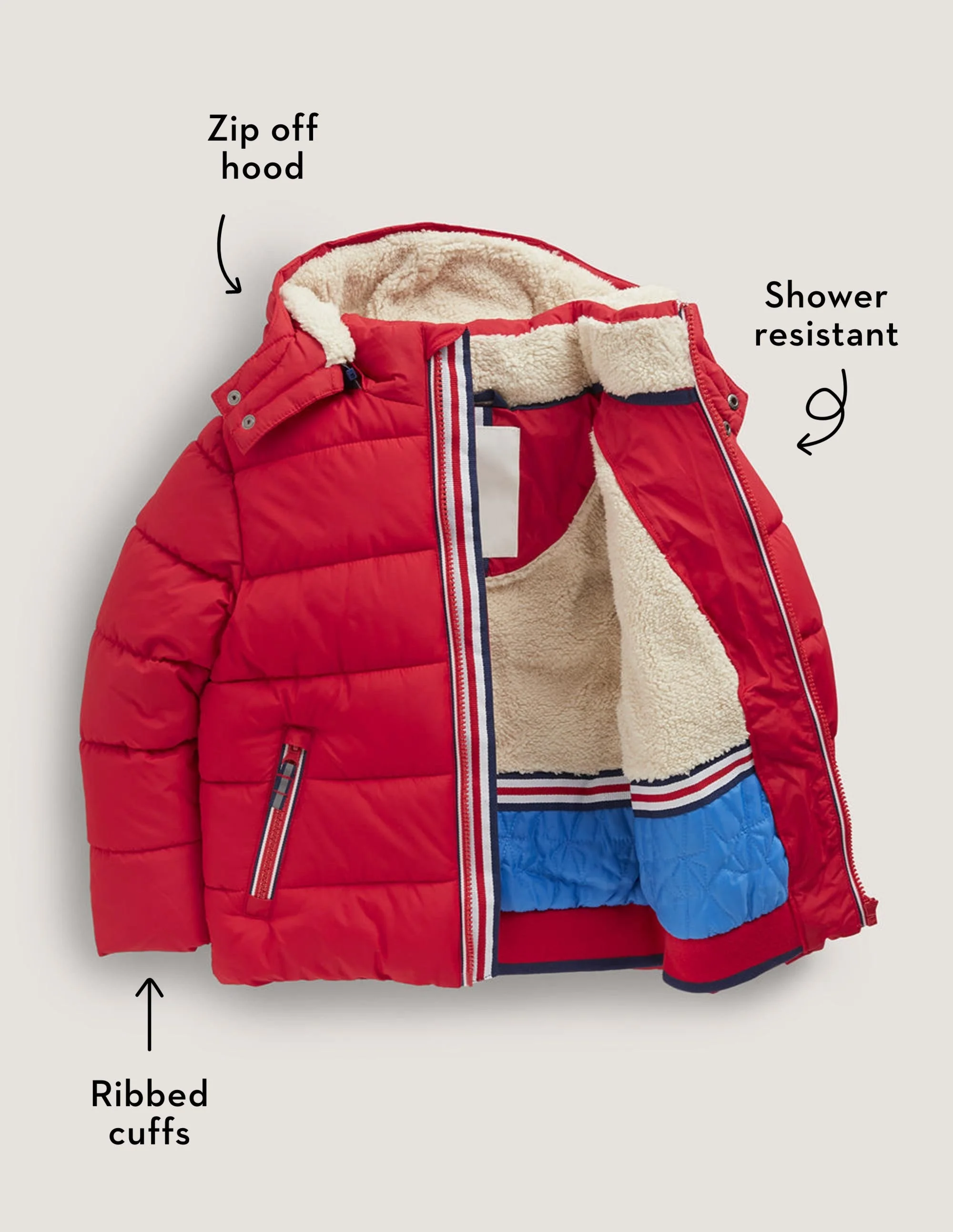 Wasserabweisende wattierte Jacke-Rockabilly-Rot - Image 5