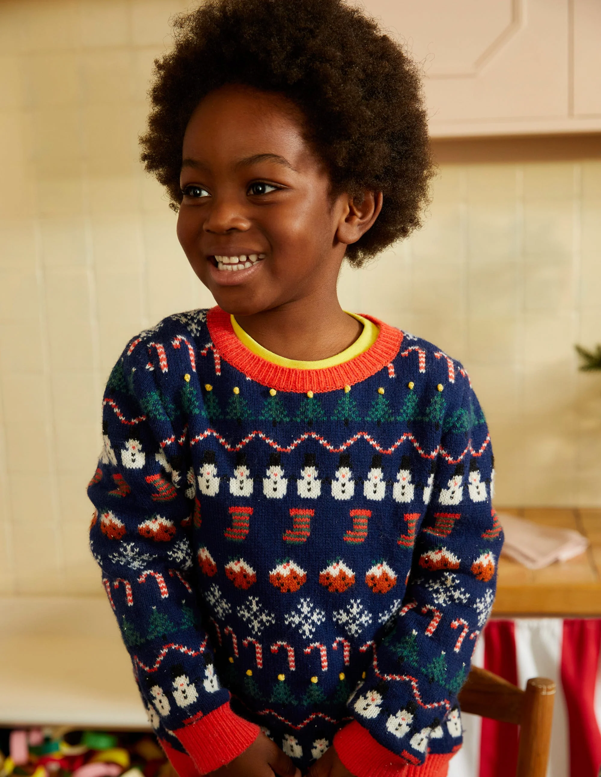 Weihnachtlicher Fair-Isle-Pullover-Schuluniform-Marineblau - Image 4