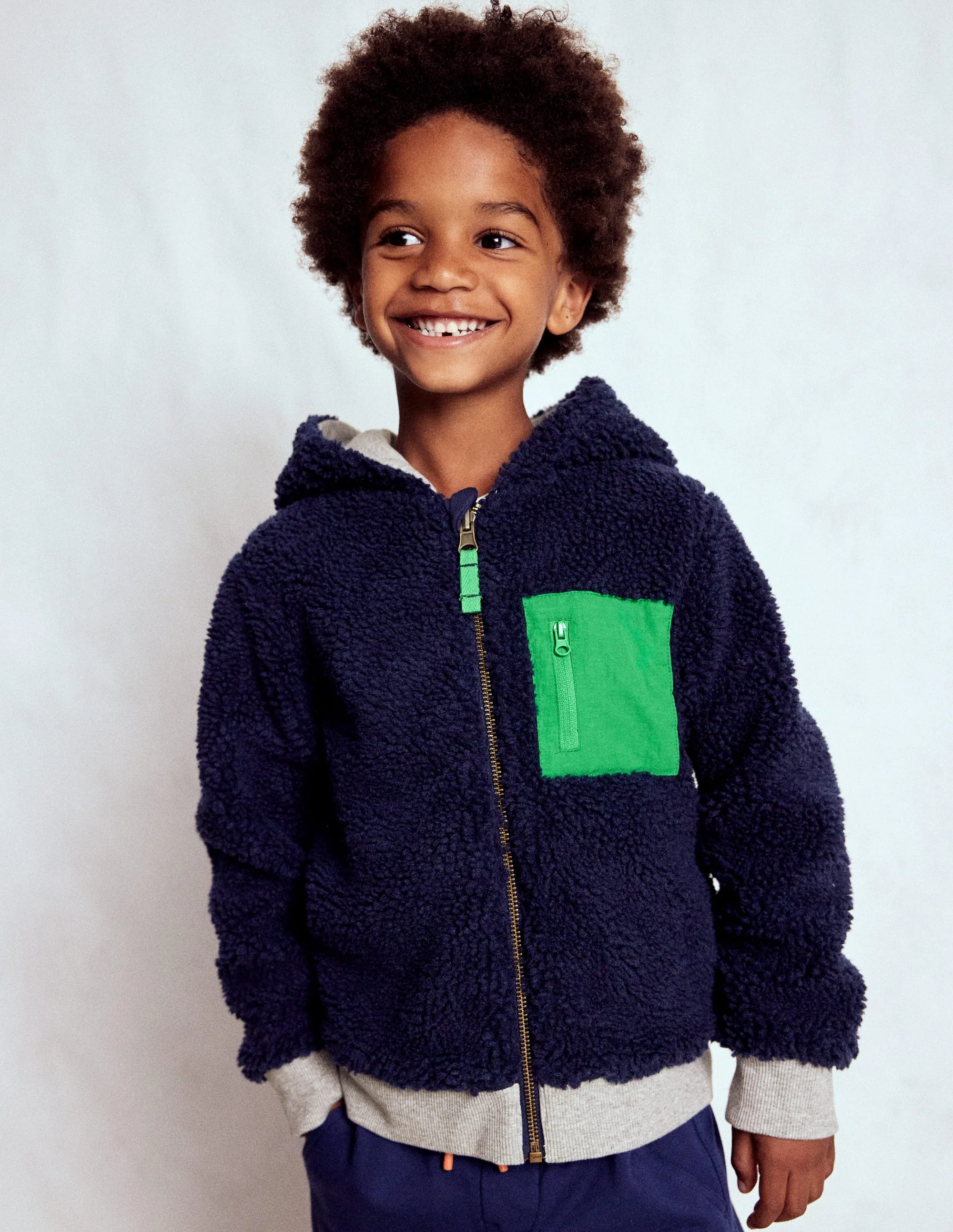 Wendbarer Teddy-Kapuzenpullover-Grau Meliert - Image 2