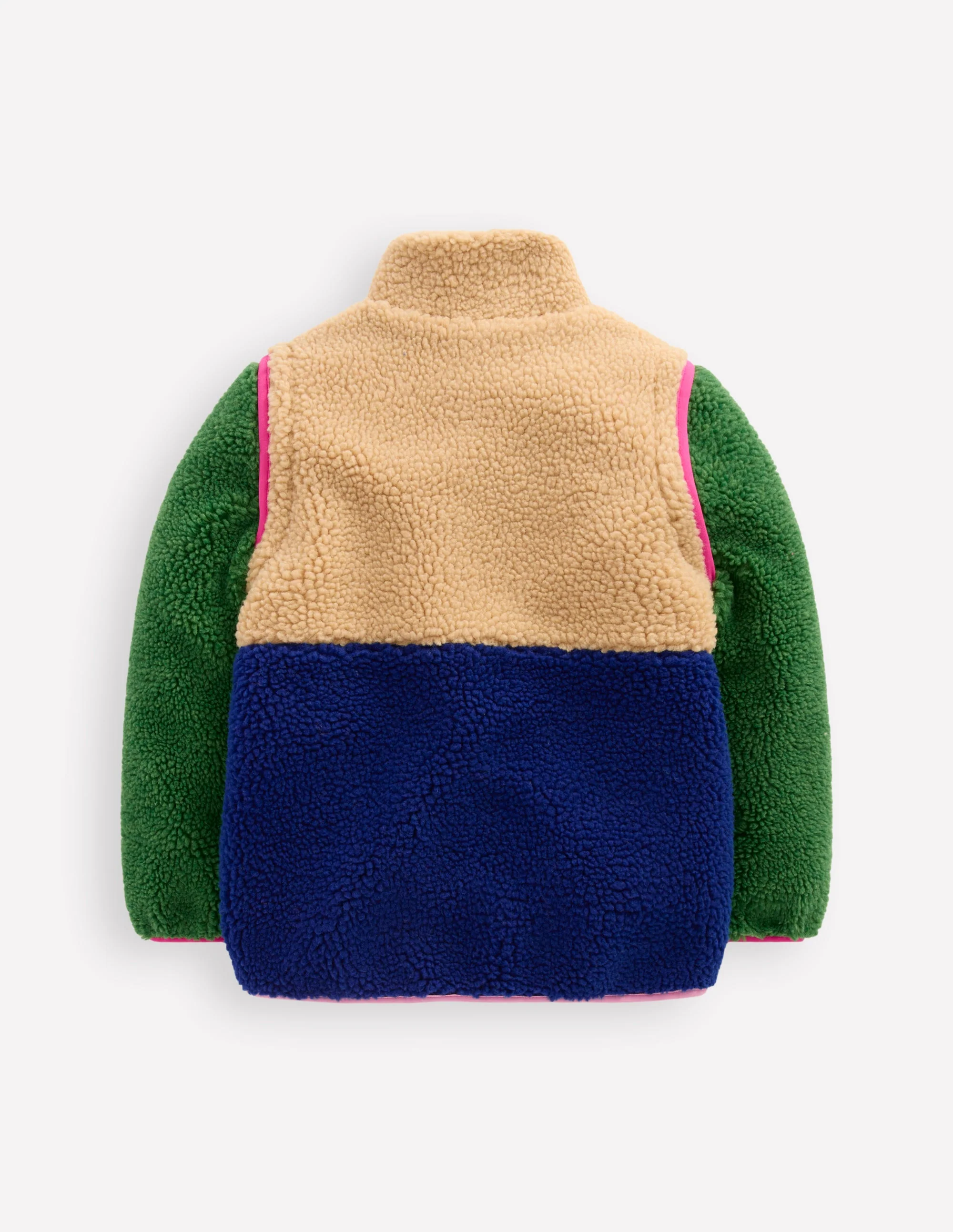 2-in-1-Teddyfell-Jacke-Blockfarben, Bunt - Image 2