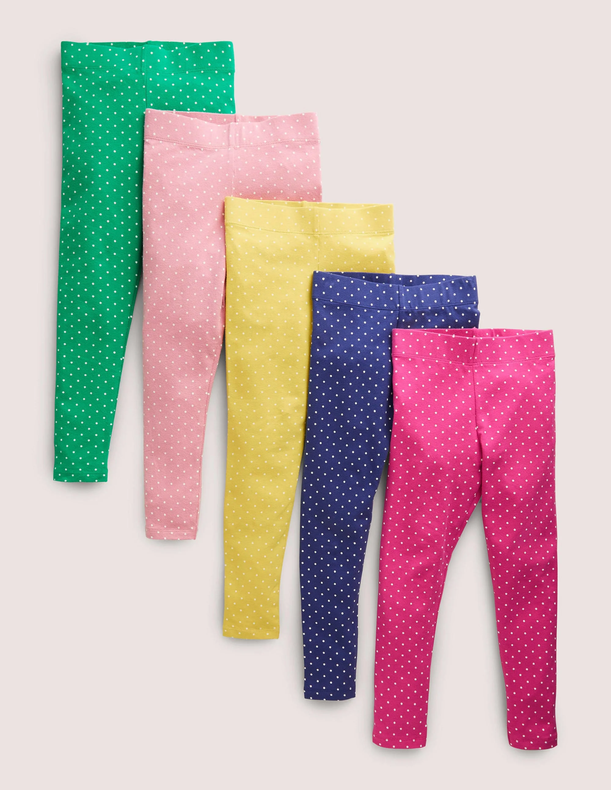 5-Pack Multi-Coloured Polka Dot Leggings-Bunt Pünktchen