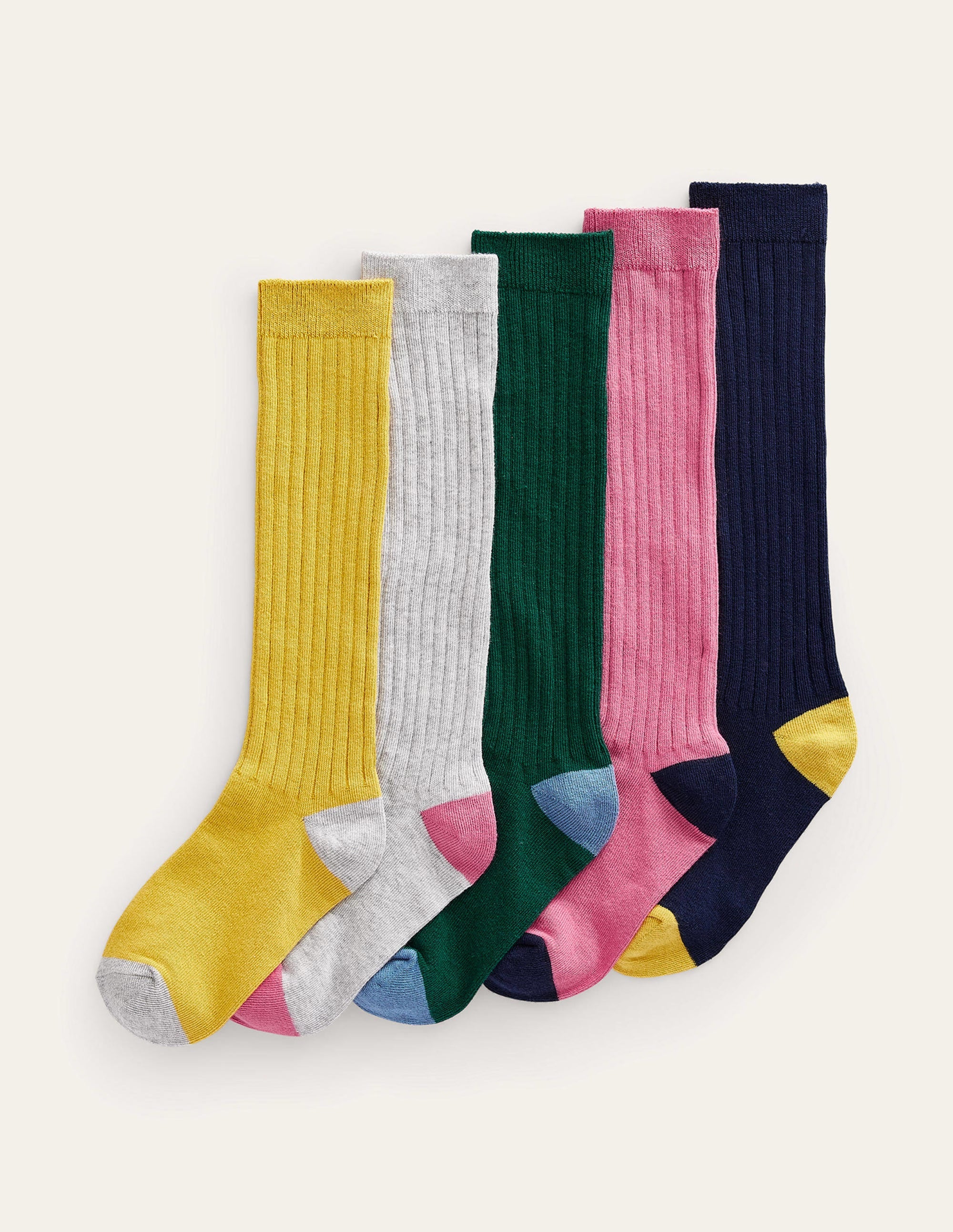 5er-Pack Rippstrick-Kniestrümpfe-Bunt