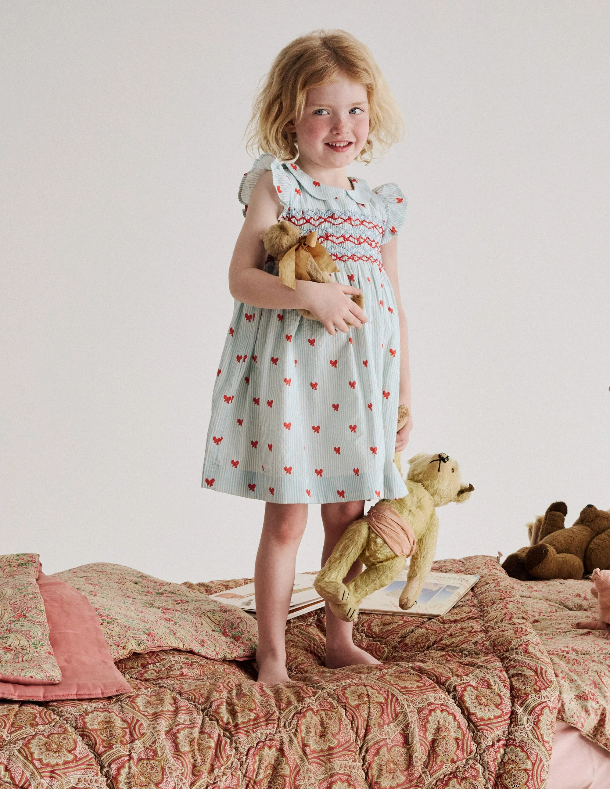 Adeline Gesmoktes Kleid-Gletscherblau Winzige Schleifen - Image 4
