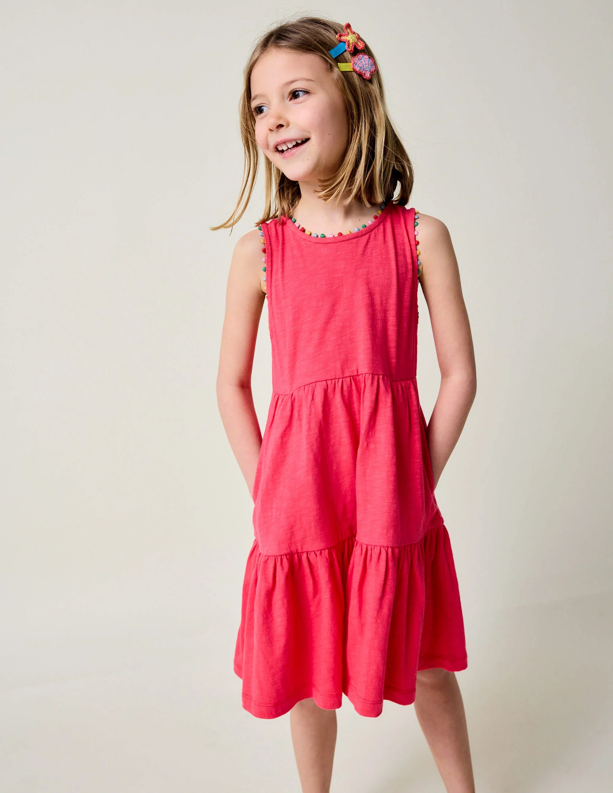 Ali Jerseykleid mit Bommelbesatz-Fandango-Rosa