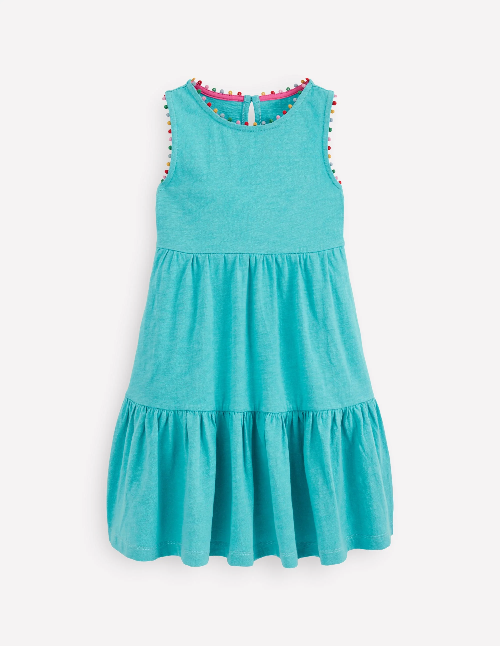 Ali Jerseykleid mit Bommelbesatz-Karibikblau