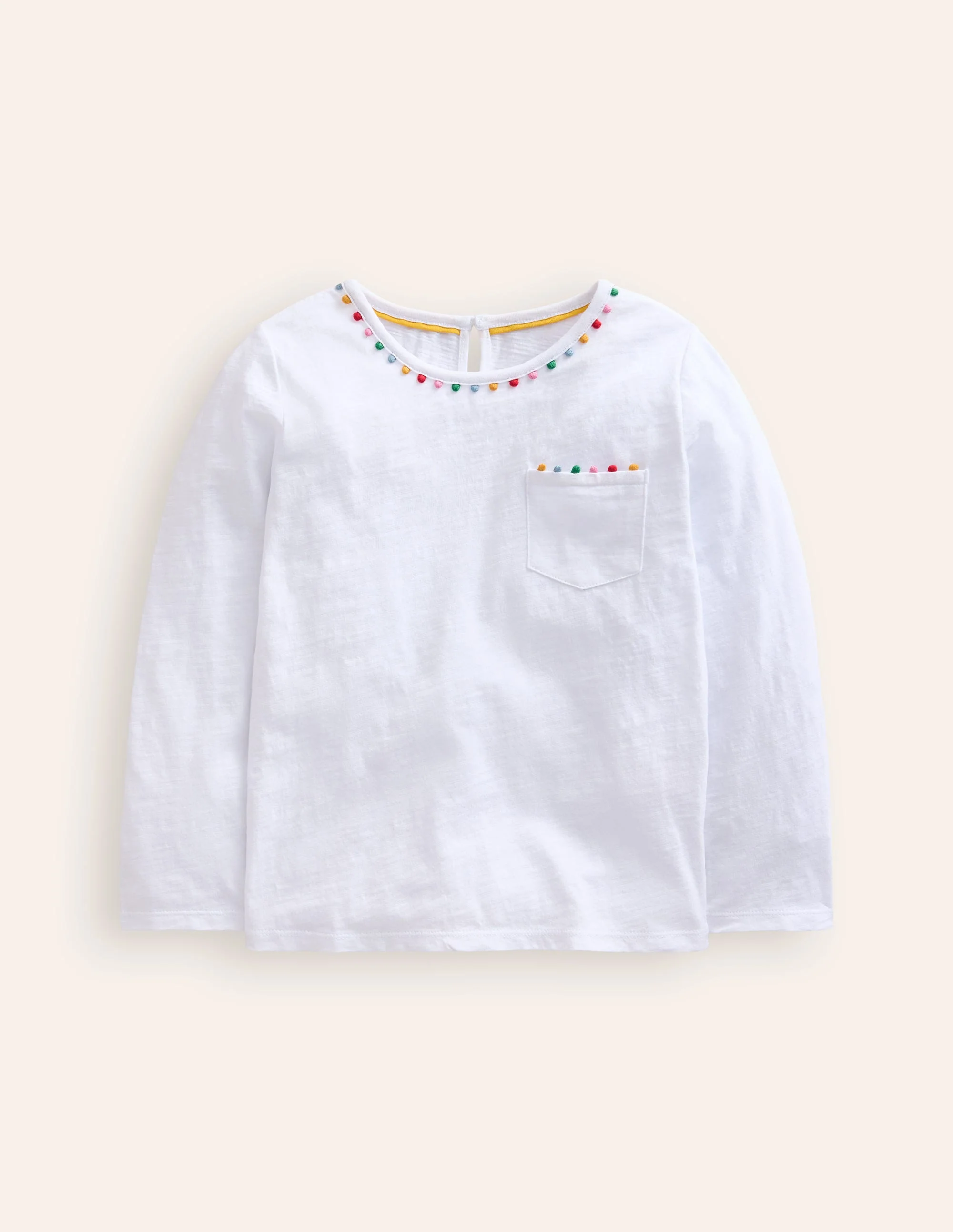 Ali Langärmeliges T-Shirt mit Bommeln-Weiß
