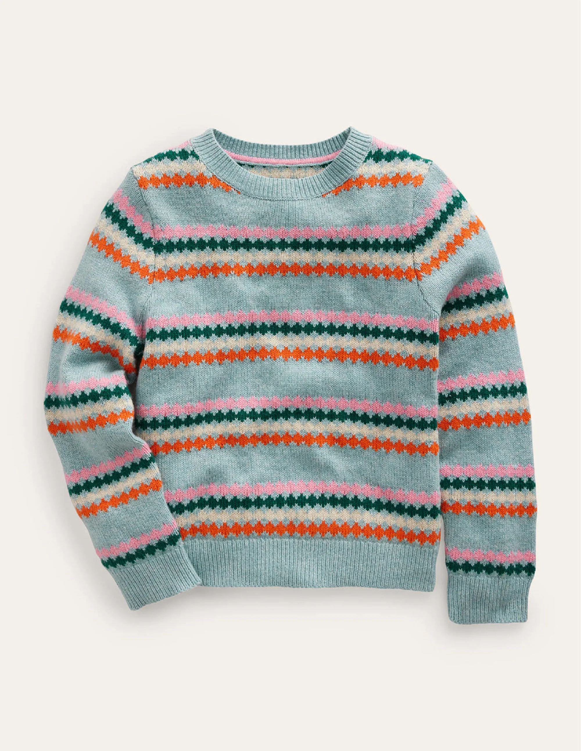 All-Over-Fair-Isle-Pullover-Graublau Streifen