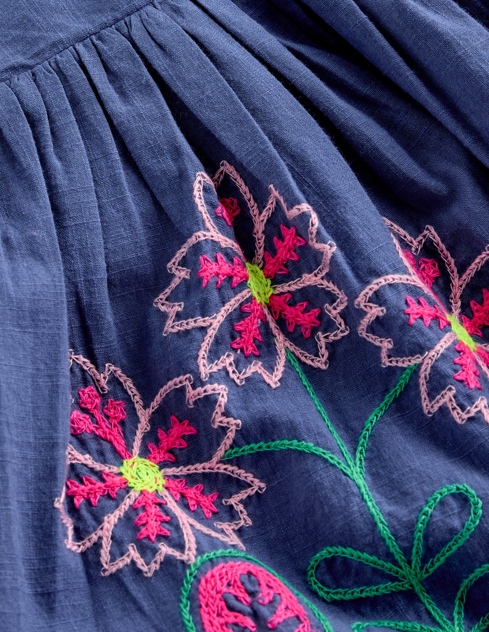 Annalisa Sommerkleid zum Herumwirbeln-Denim-Blau Stickerei - Image 3