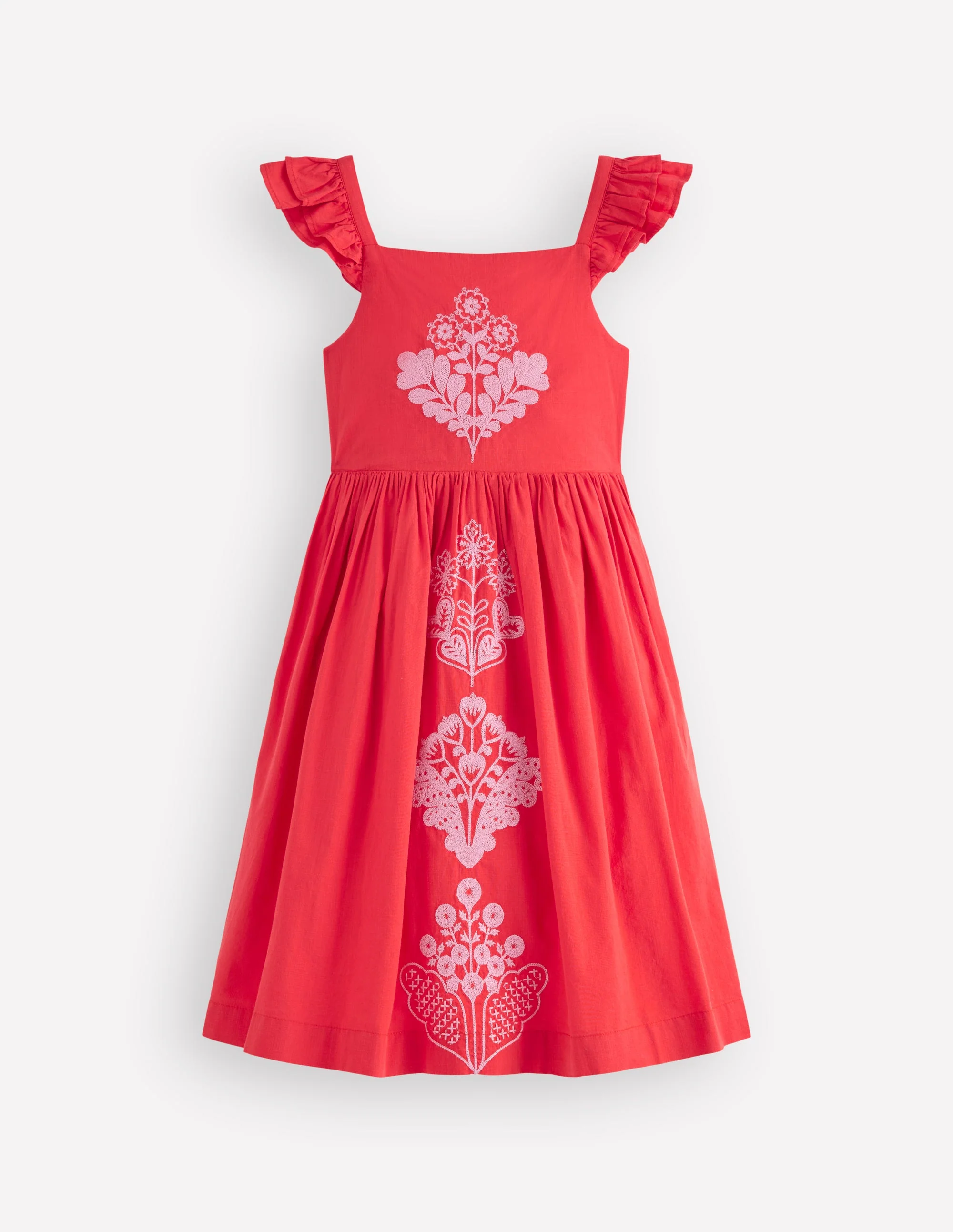 Annalisa Sommerkleid zum Herumwirbeln-Intensives Rot Stickerei - Image 2
