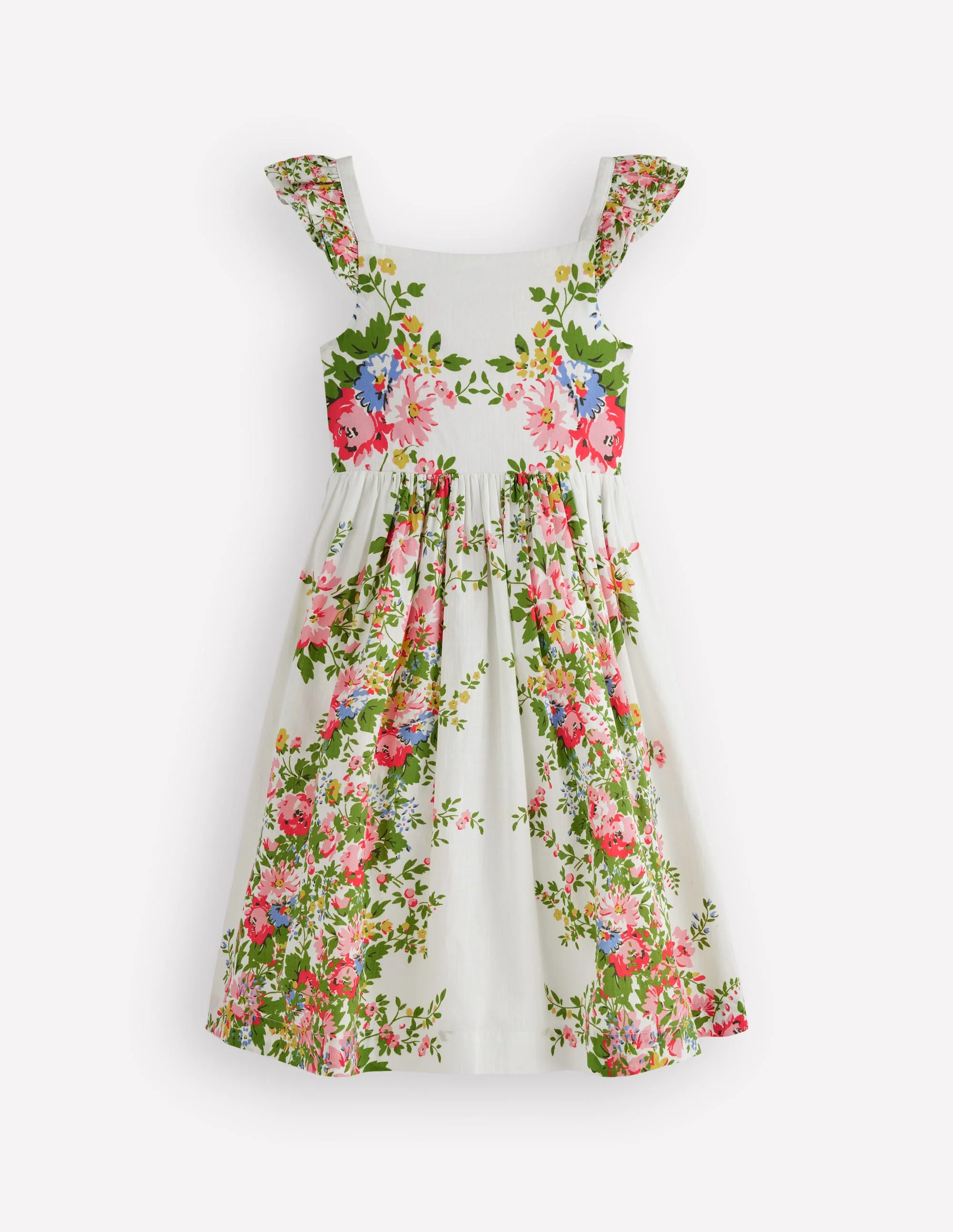 Annalisa Sommerkleid zum Herumwirbeln-Sanftes Naturweiß Blumenmuster - Image 2
