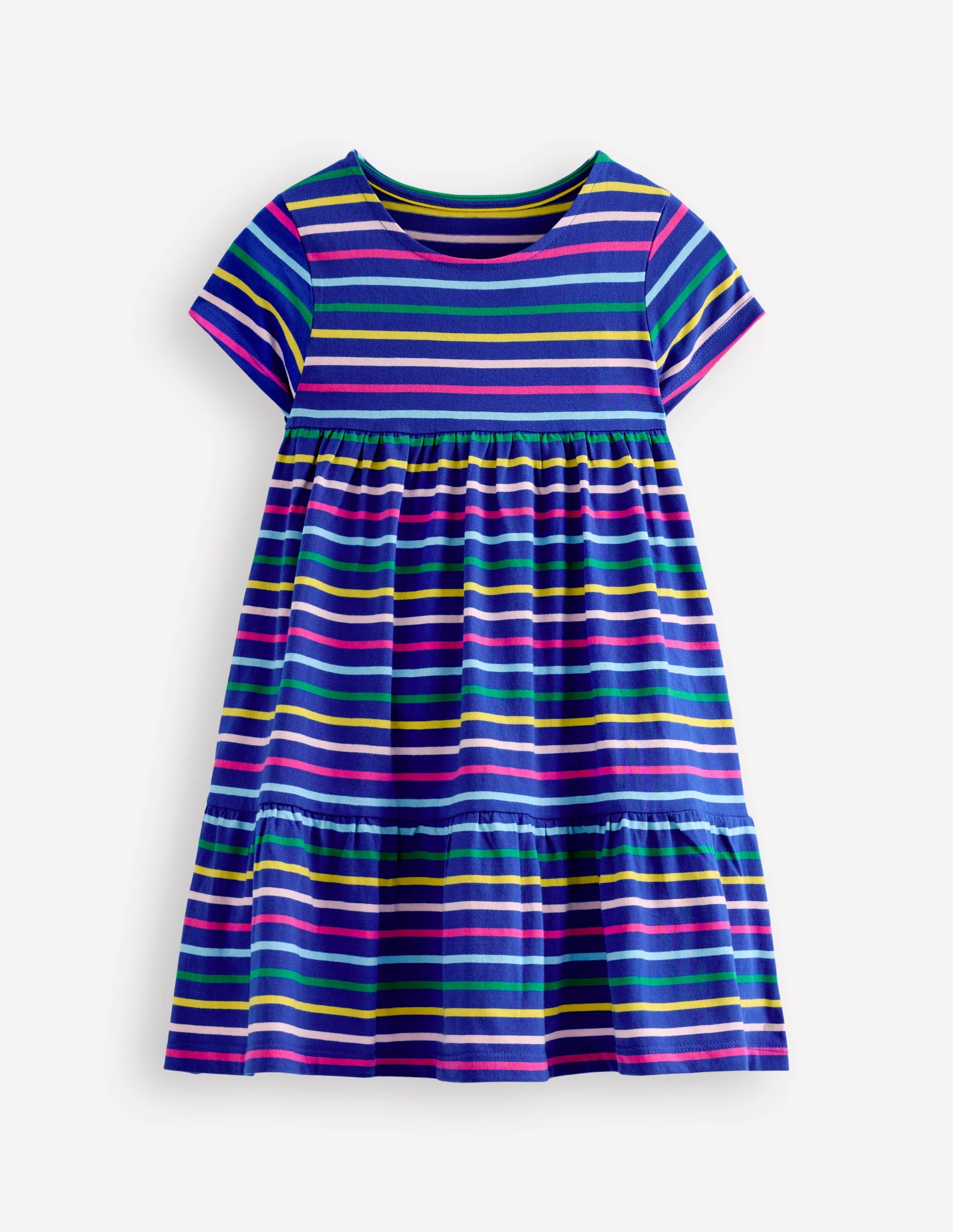Ariel Jerseykleid zum Herumwirbeln-Ackerbohnengrün/Pink, Gestreift