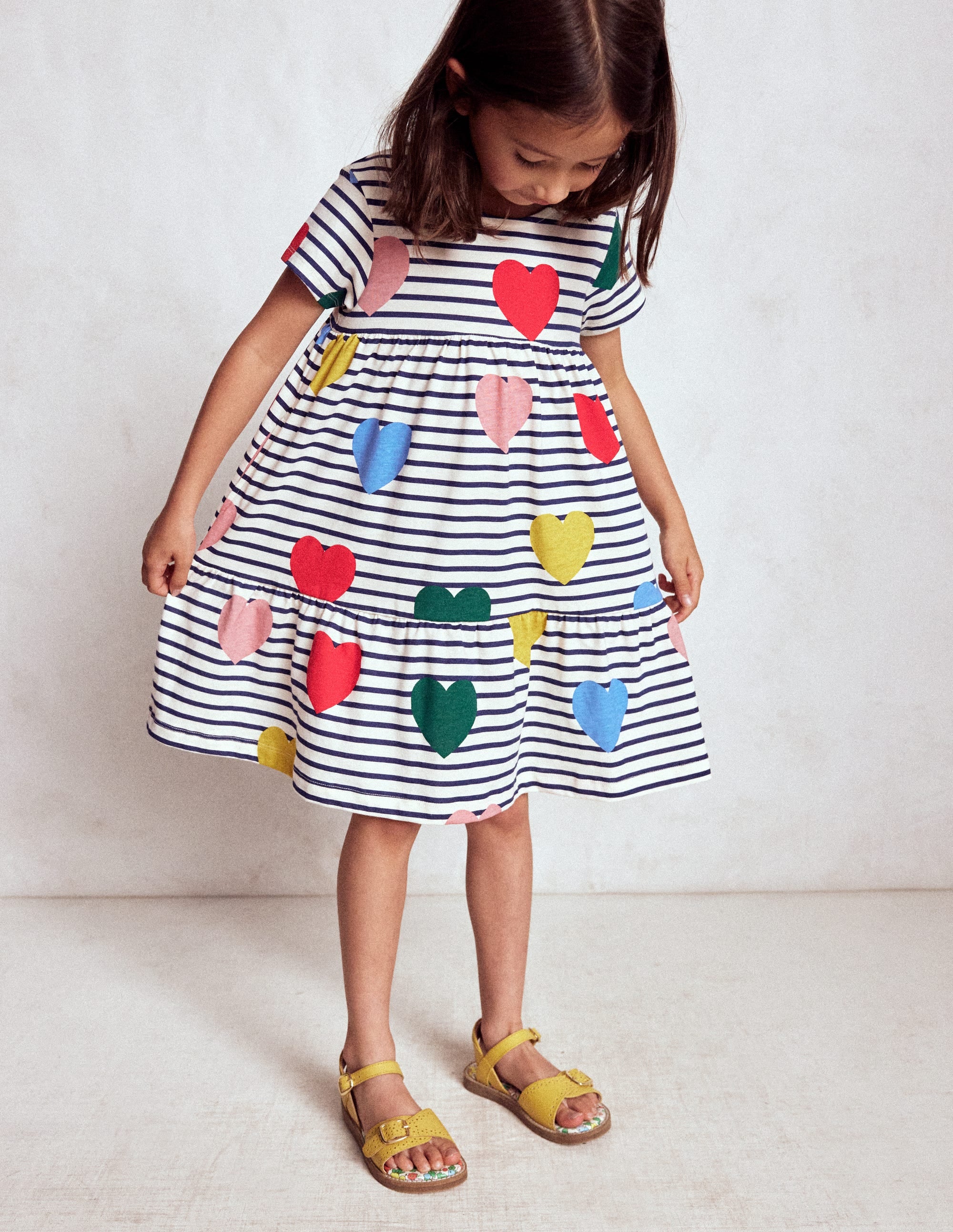 Ariel Jerseykleid zum Herumwirbeln-Bunt Herz Streifen - Image 3