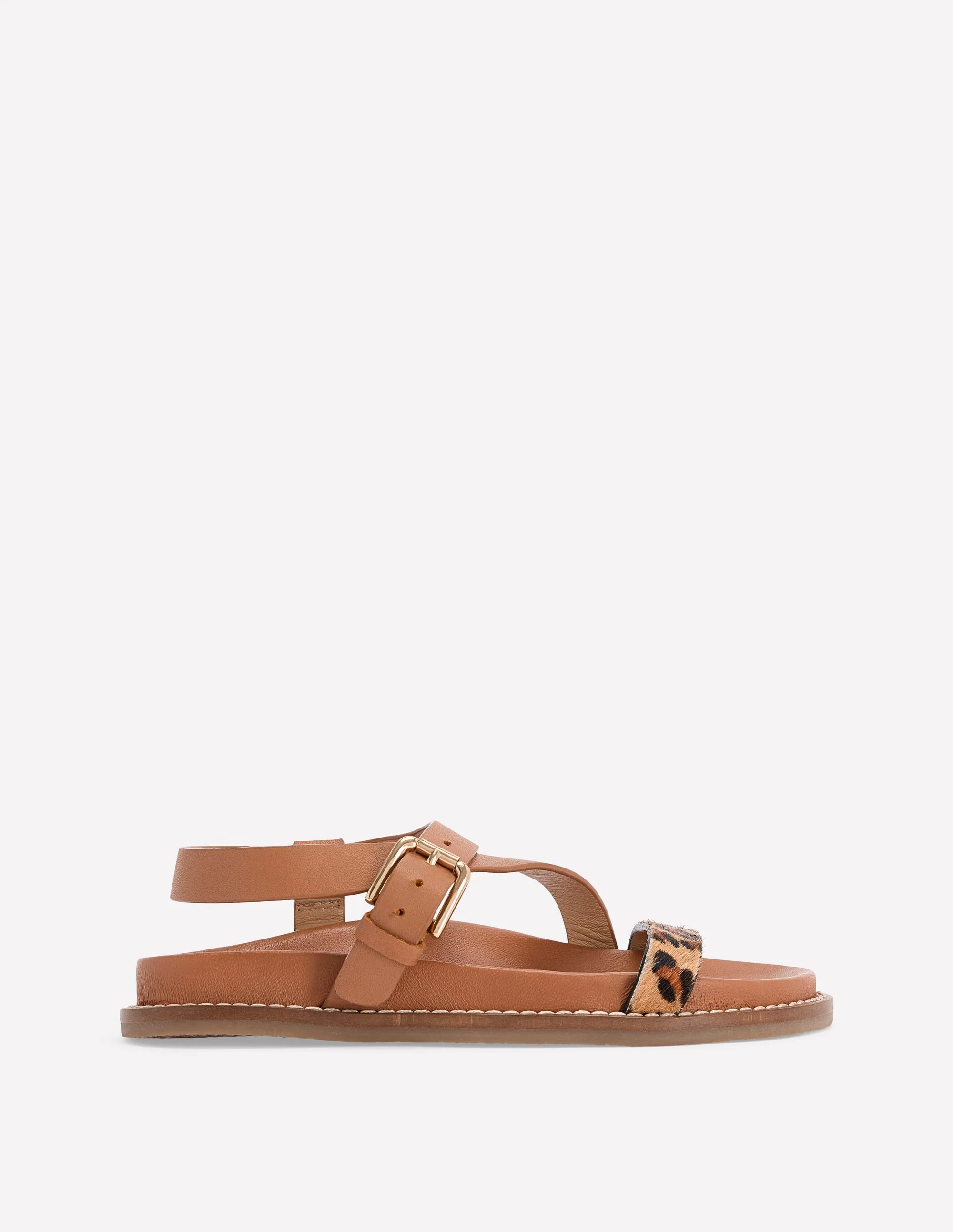 Asymmetrische Sandalen mit gekreuzten Riemen-Hellbraun