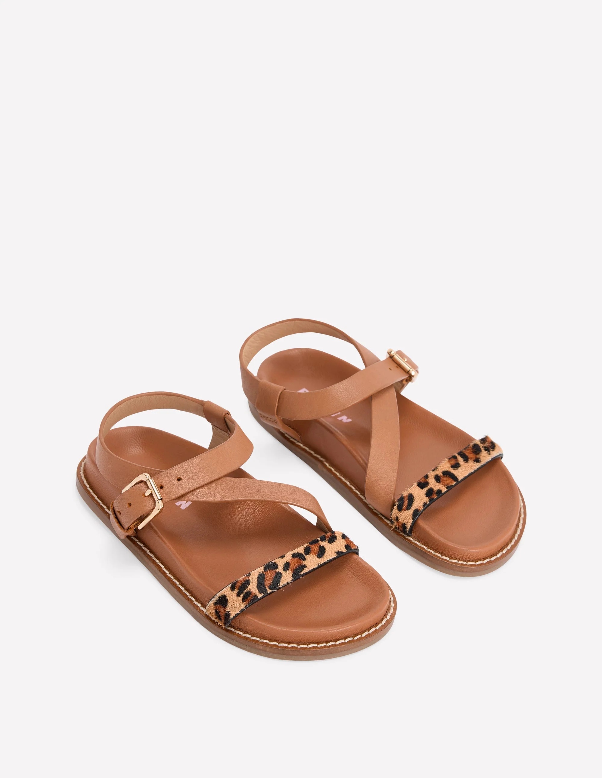 Asymmetrische Sandalen mit gekreuzten Riemen-Hellbraun - Image 2