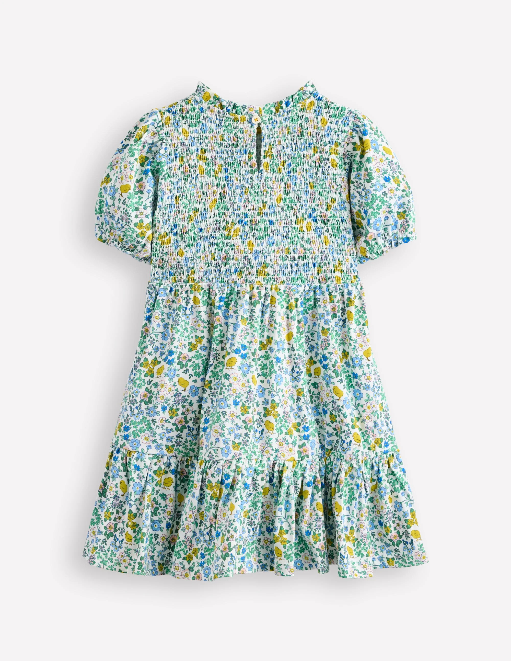 Aurora Gerafftes Kleid zum Herumwirbeln-Vanilleweiß Küken Blumenmuster - Image 2
