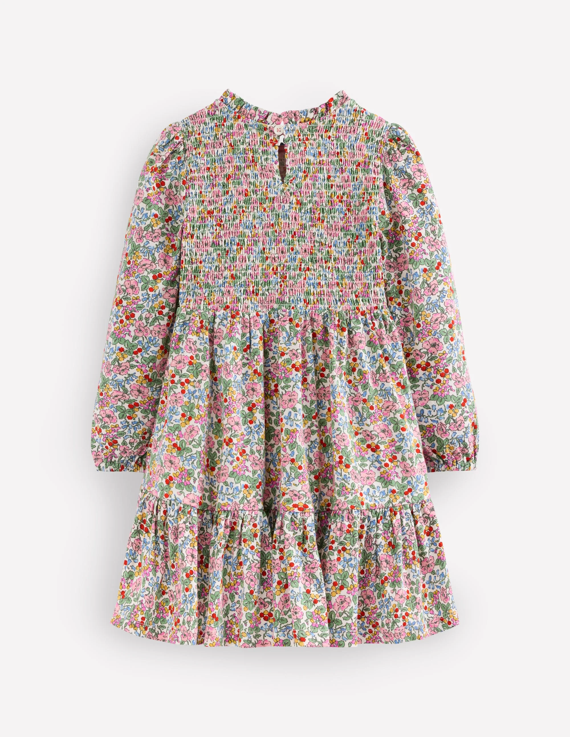 Aurora Langärmliges Kleid-Weiches Naturweiß Beere Blumenmuster - Image 2