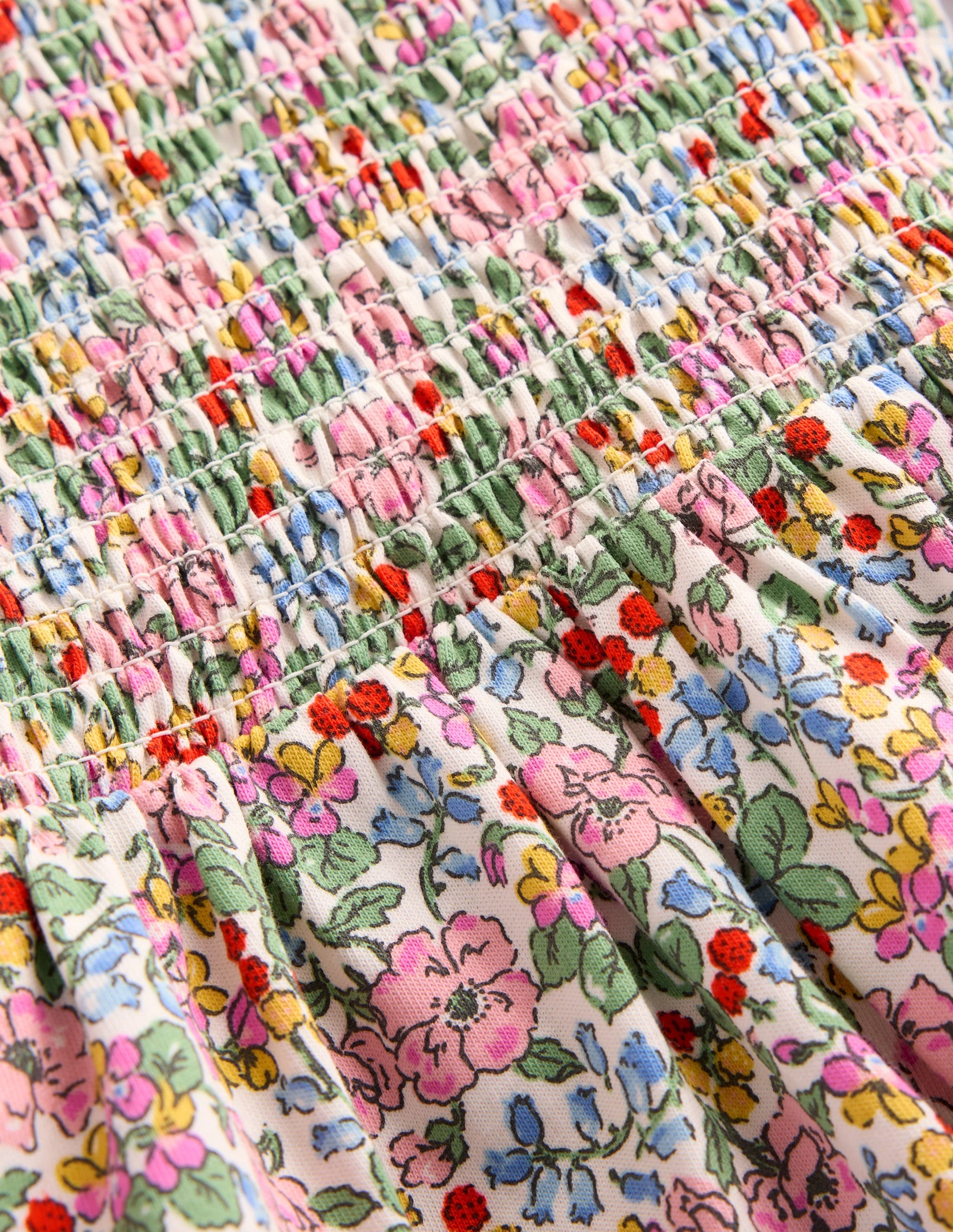 Aurora Langärmliges Kleid-Weiches Naturweiß Beere Blumenmuster - Image 3