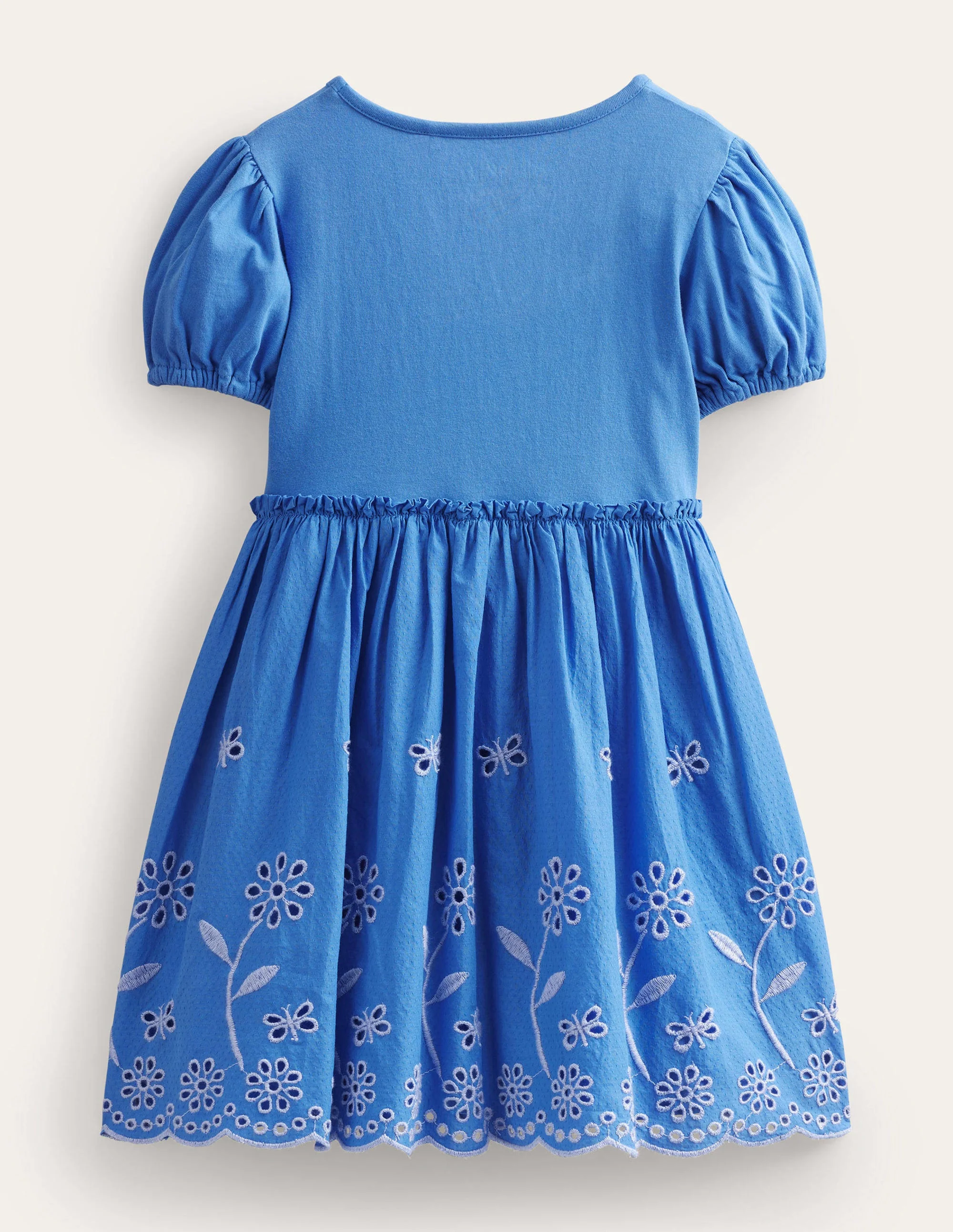 Ausgestelltes Kleid mit Lochstickerei-Penzance-Blau - Image 2