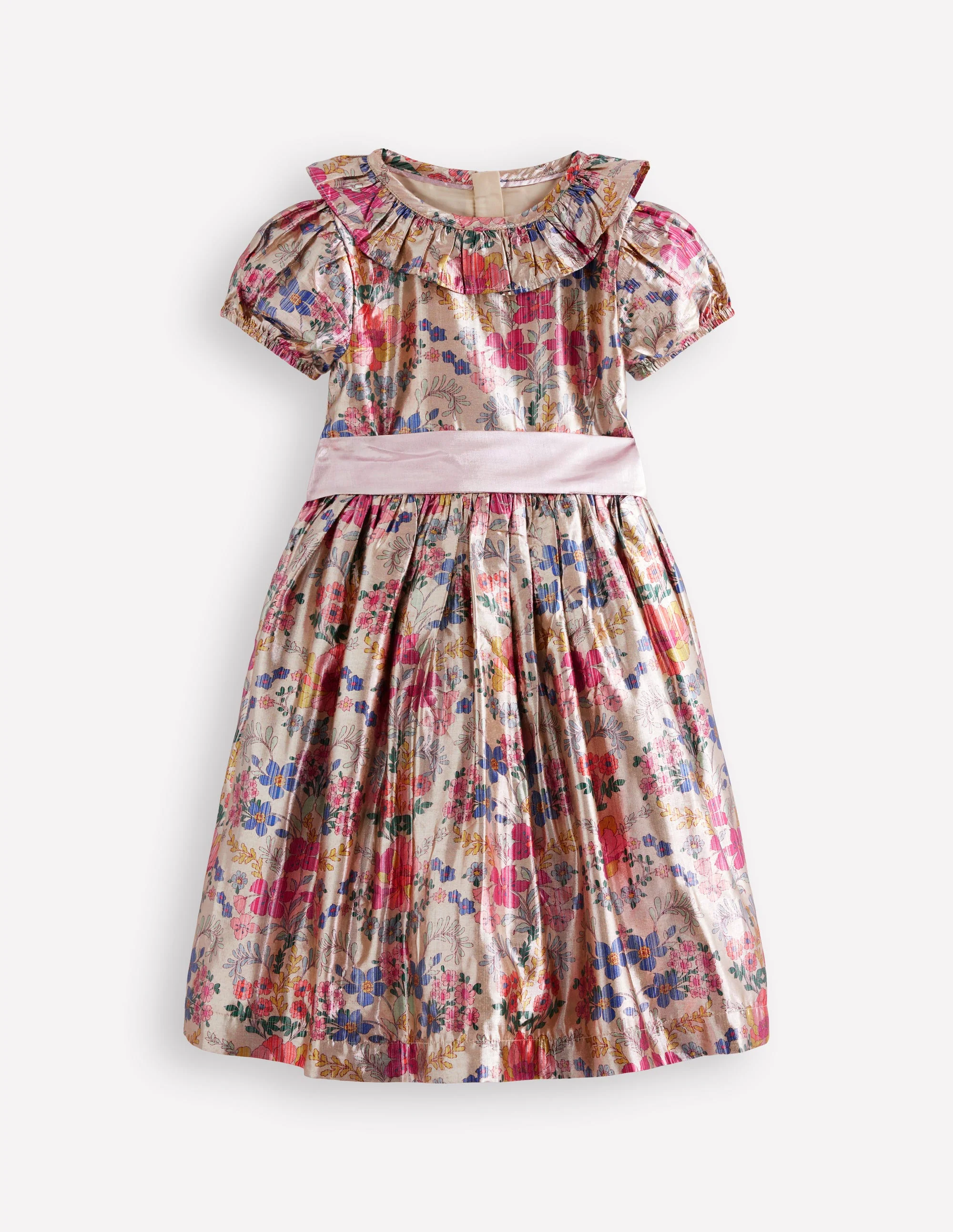 Ausgestelltes Partykleid-Metallic  Blumenmuster-Gobelin