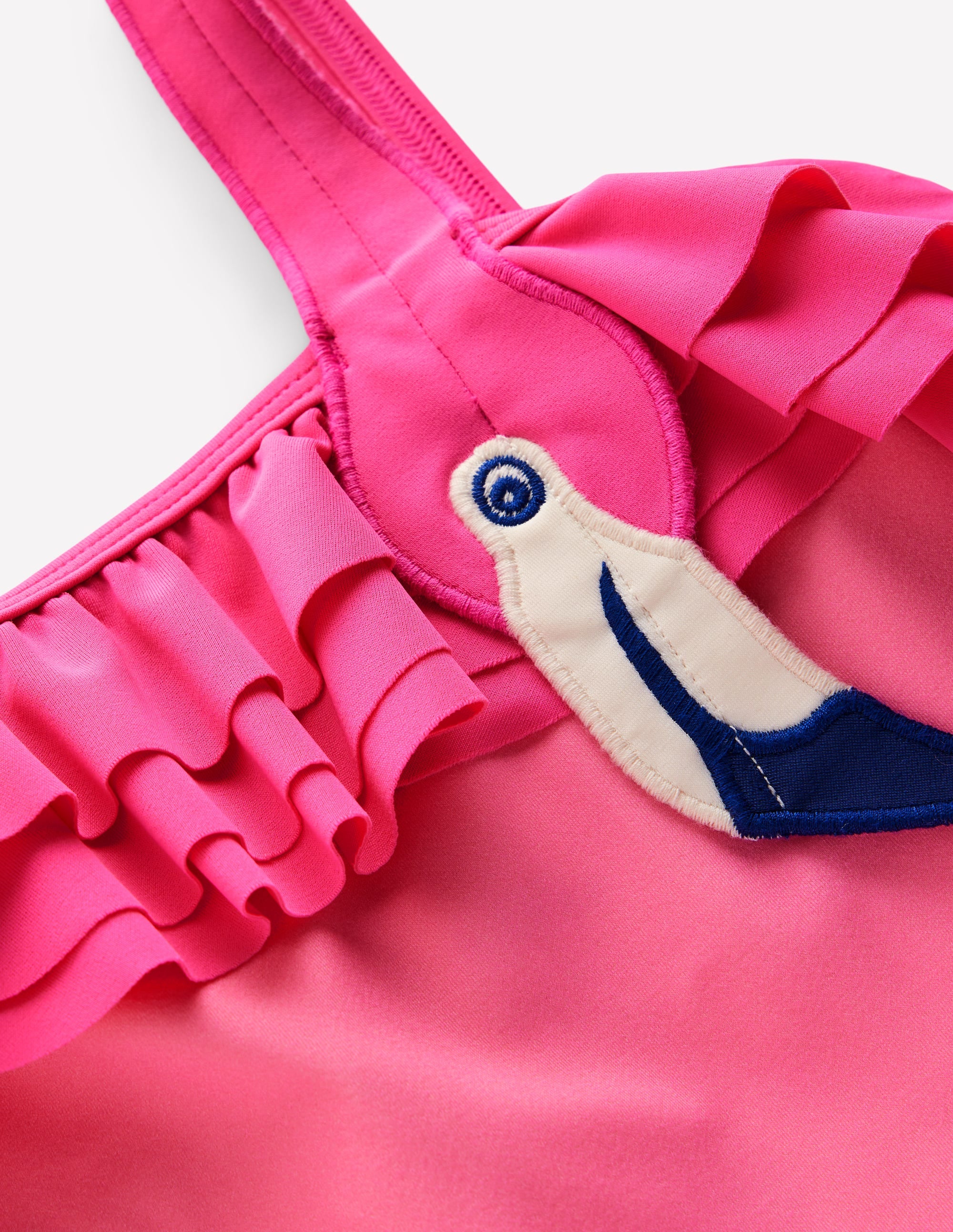 Badeanzug mit einem Träger und Applikation-Sorbetrosa Flamingo - Image 3