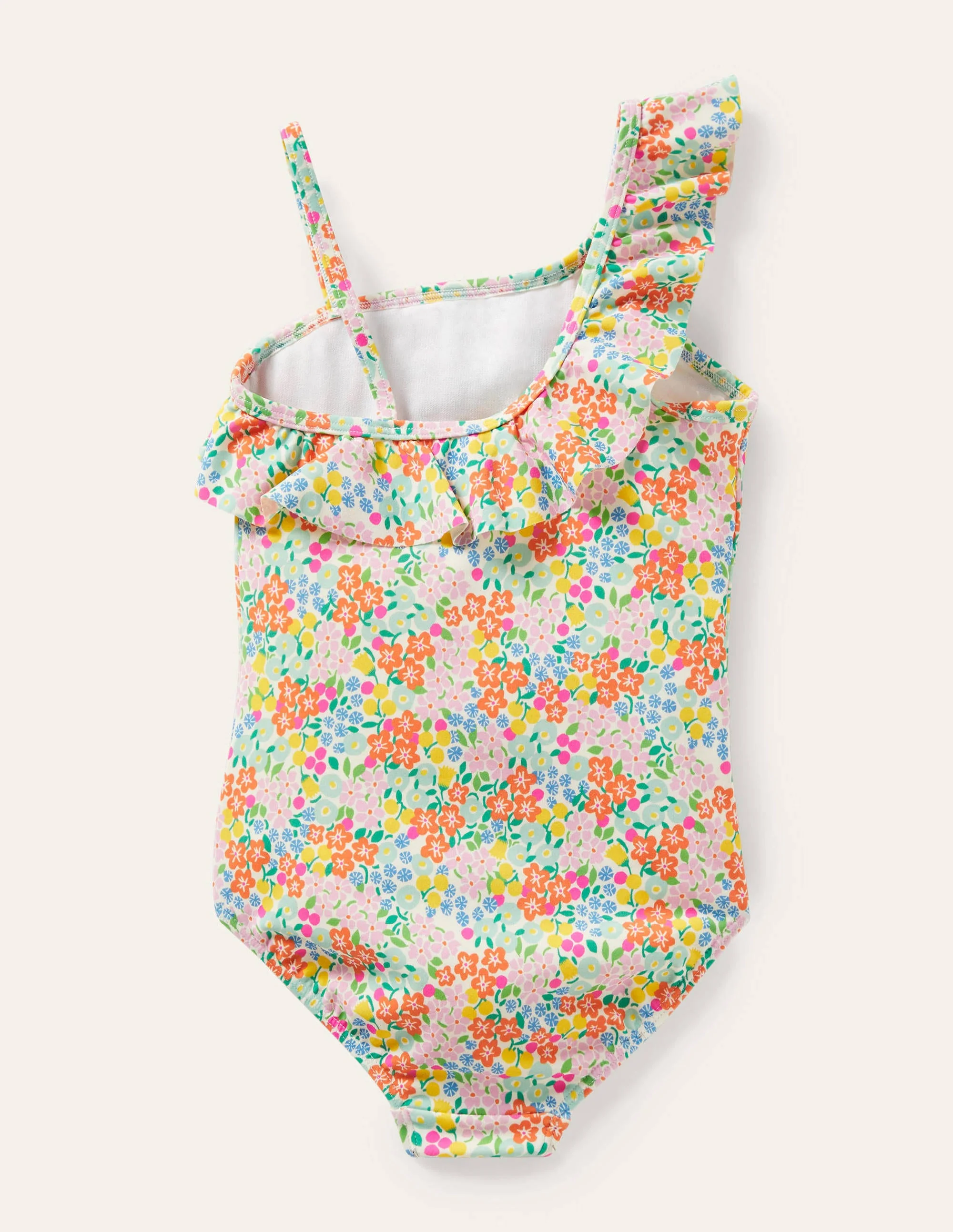 Badeanzug mit einer Schulter und Rüschen-Bunt, Tropisches Blumenbeet - Image 2