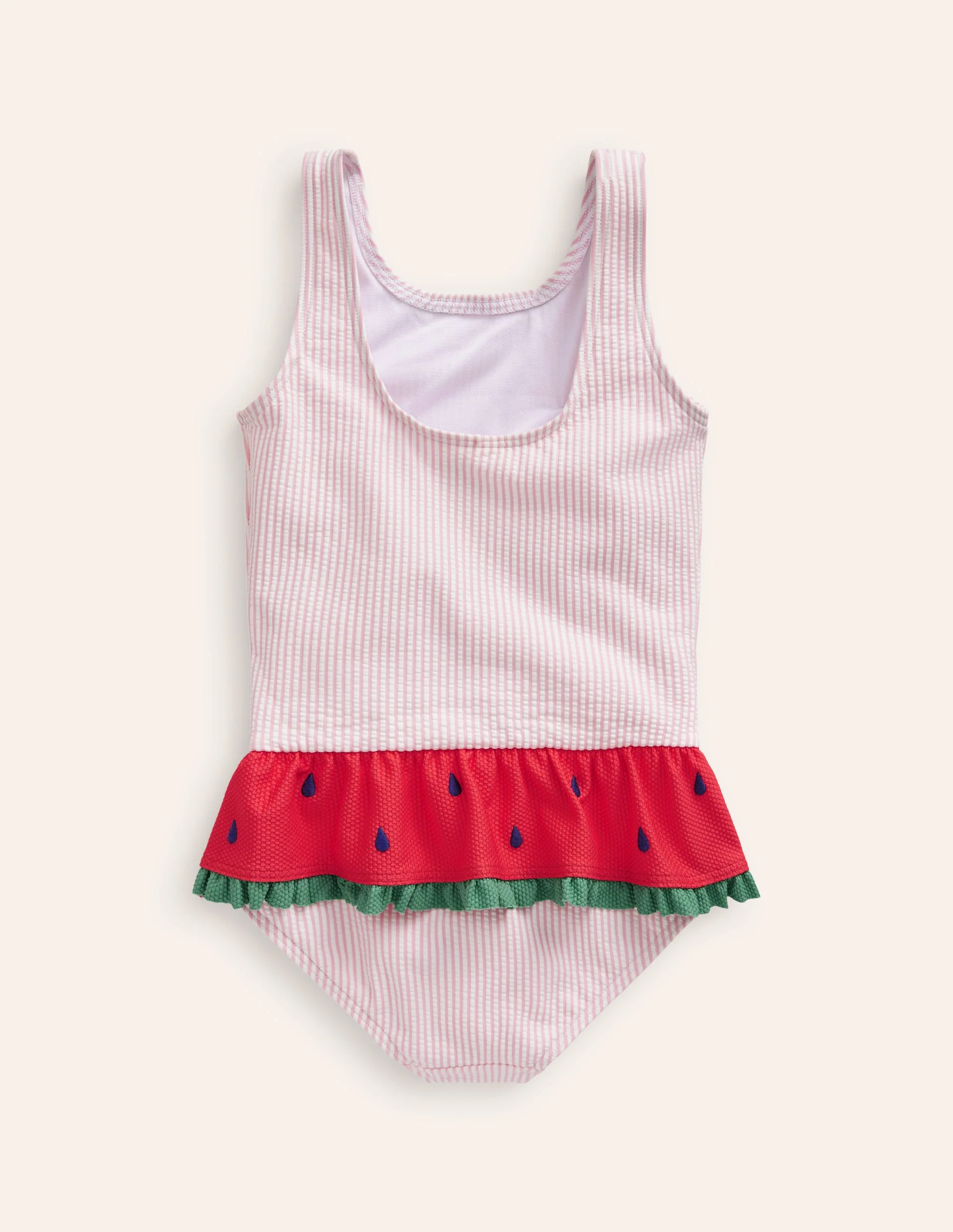 Badeanzug mit Schößchen-Geblümt Rosa/ Vanilleschote - Image 2